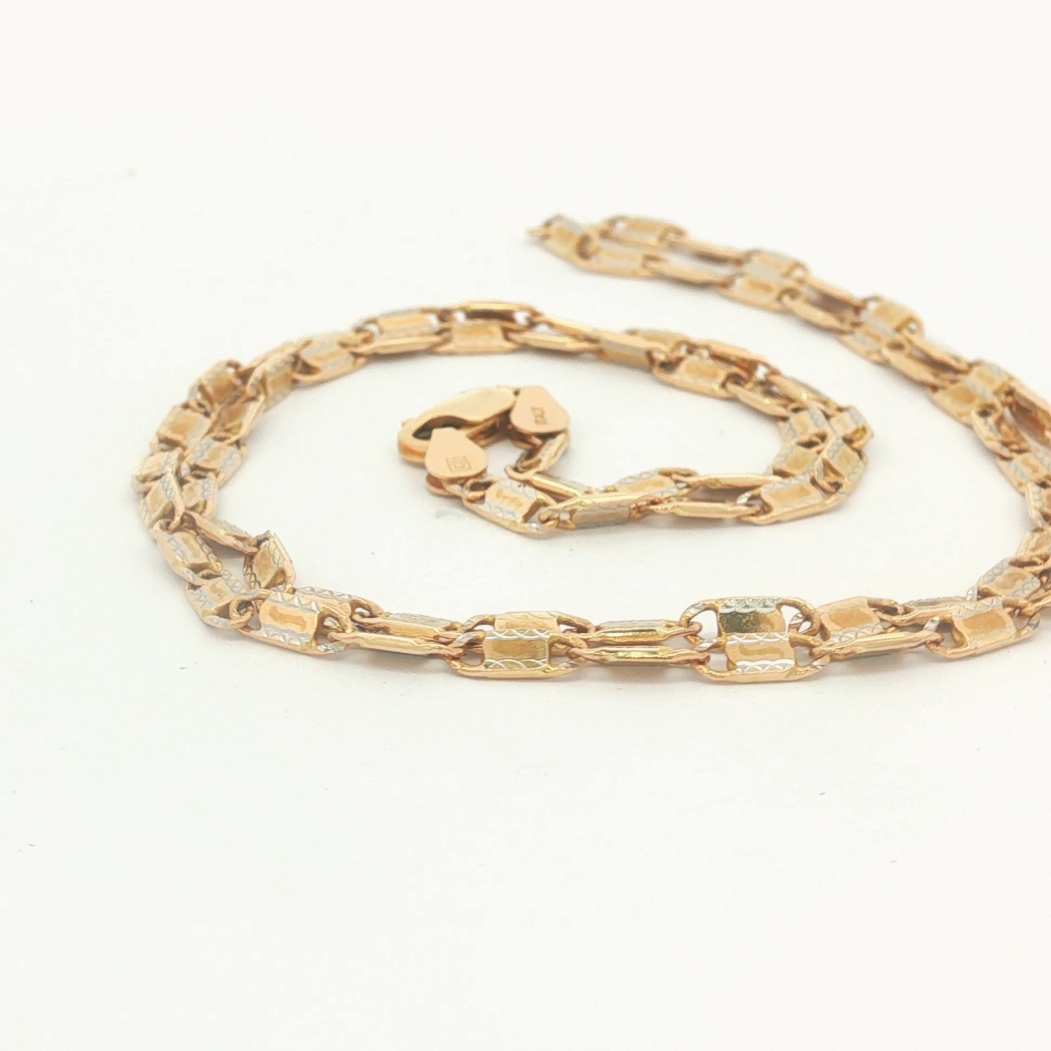 Chaille à Maillons en Or Jaune et Blanc 14K