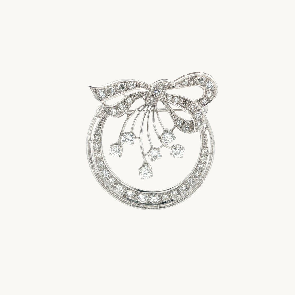 Broche en Or Blanc 14K avec Diamants