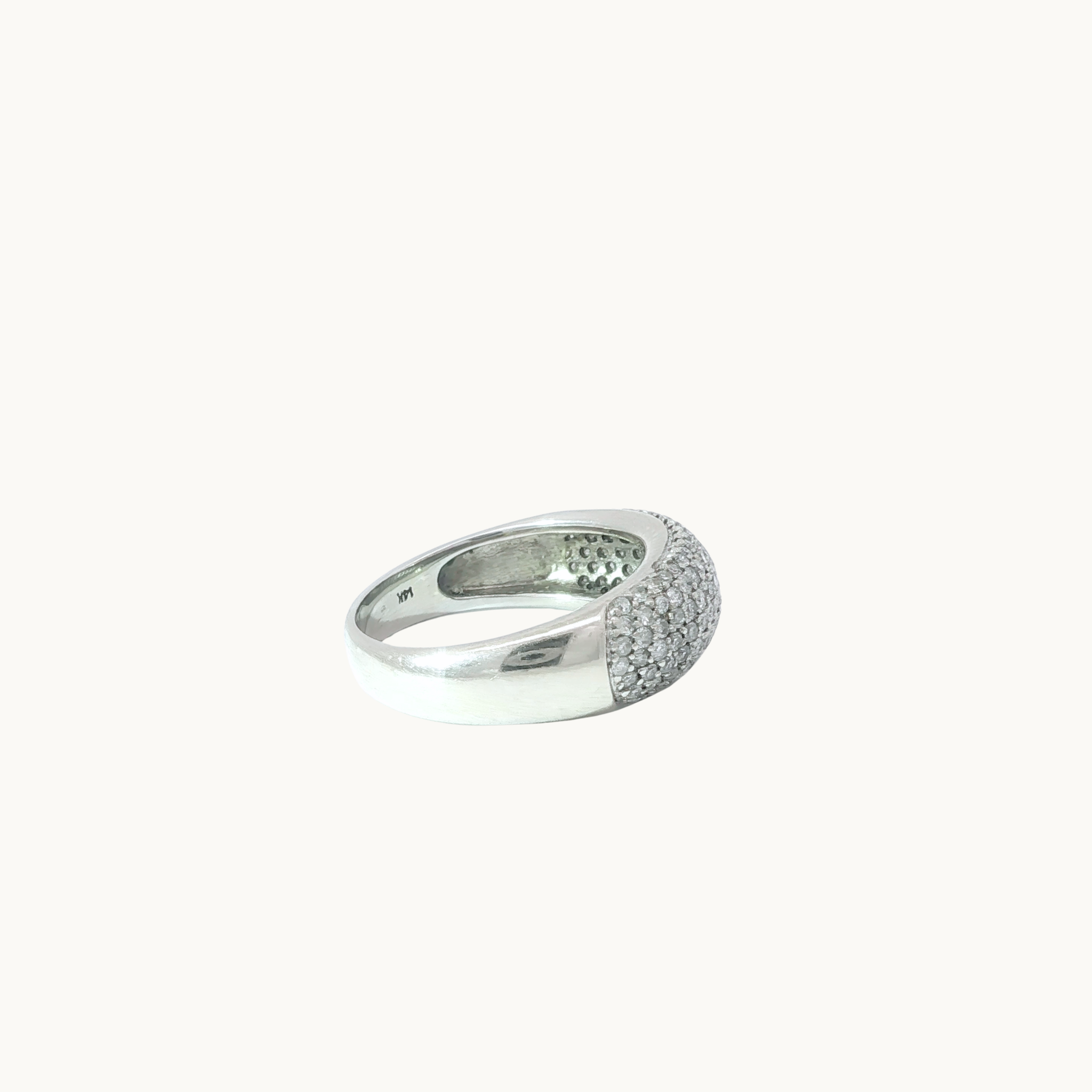 Bague jonc en Or blanc 14K avec Diamants
