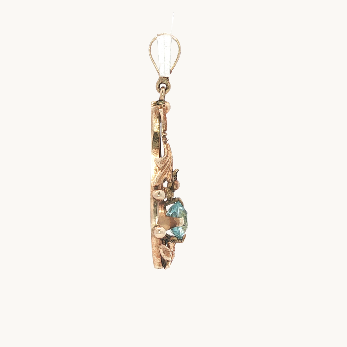 10K Yellow Gold Vintage Pendant with Aquamarine