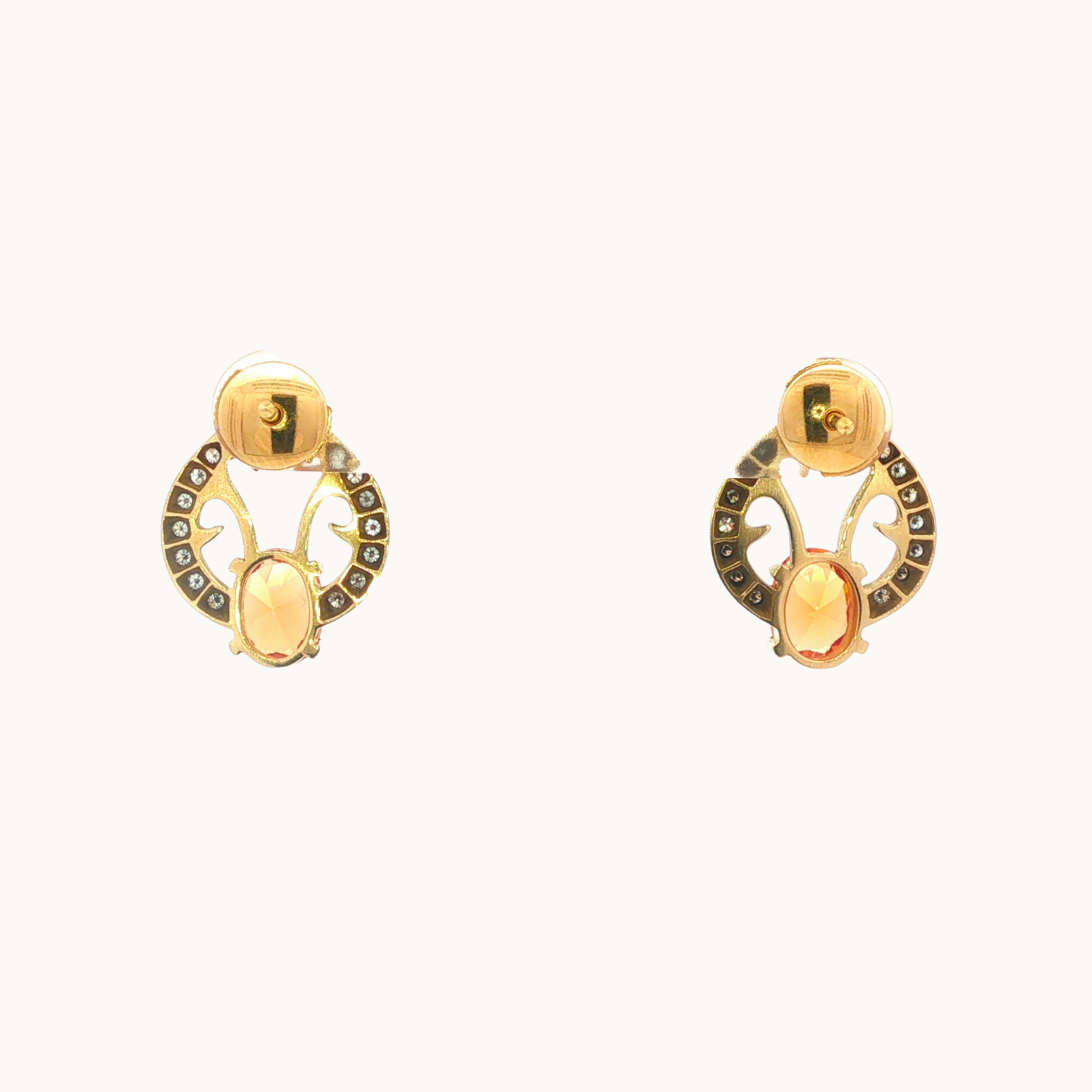 18K Yellow and White Gold Jewelry Set with Spessartite Garnet