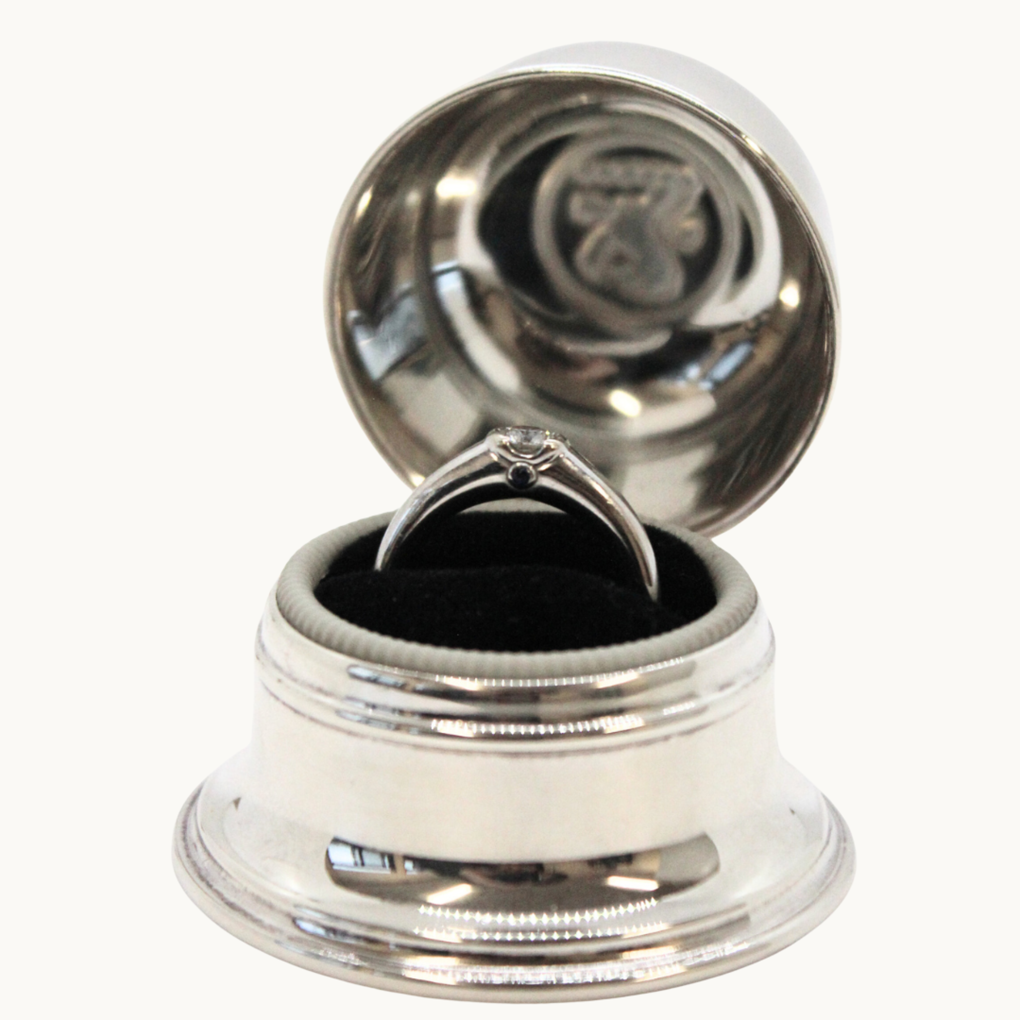 18K White Gold Solitaire Ring with BIRKS BLUE Diamond