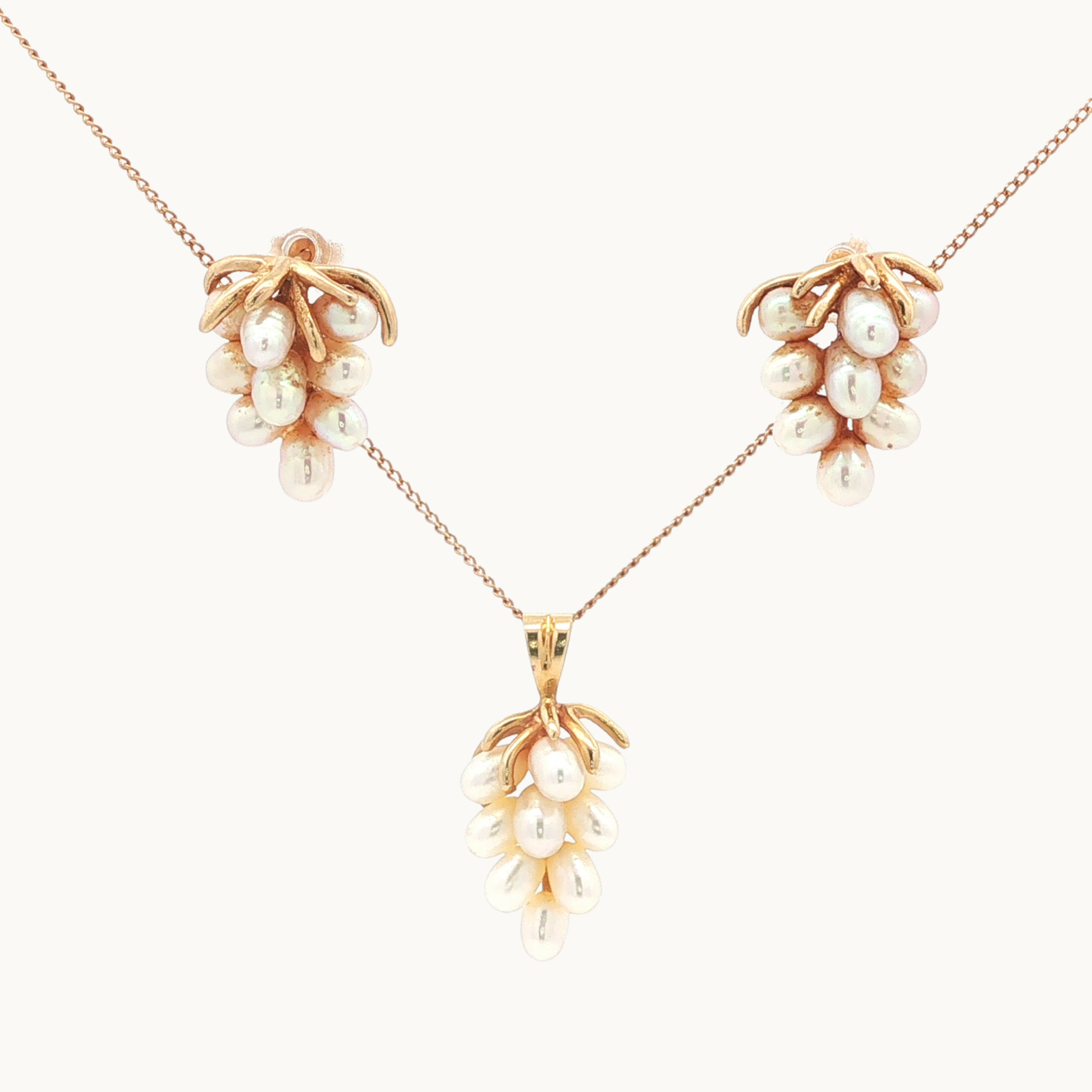 Parure de bijoux en Or jaune 14K avec Perles d'eau douce