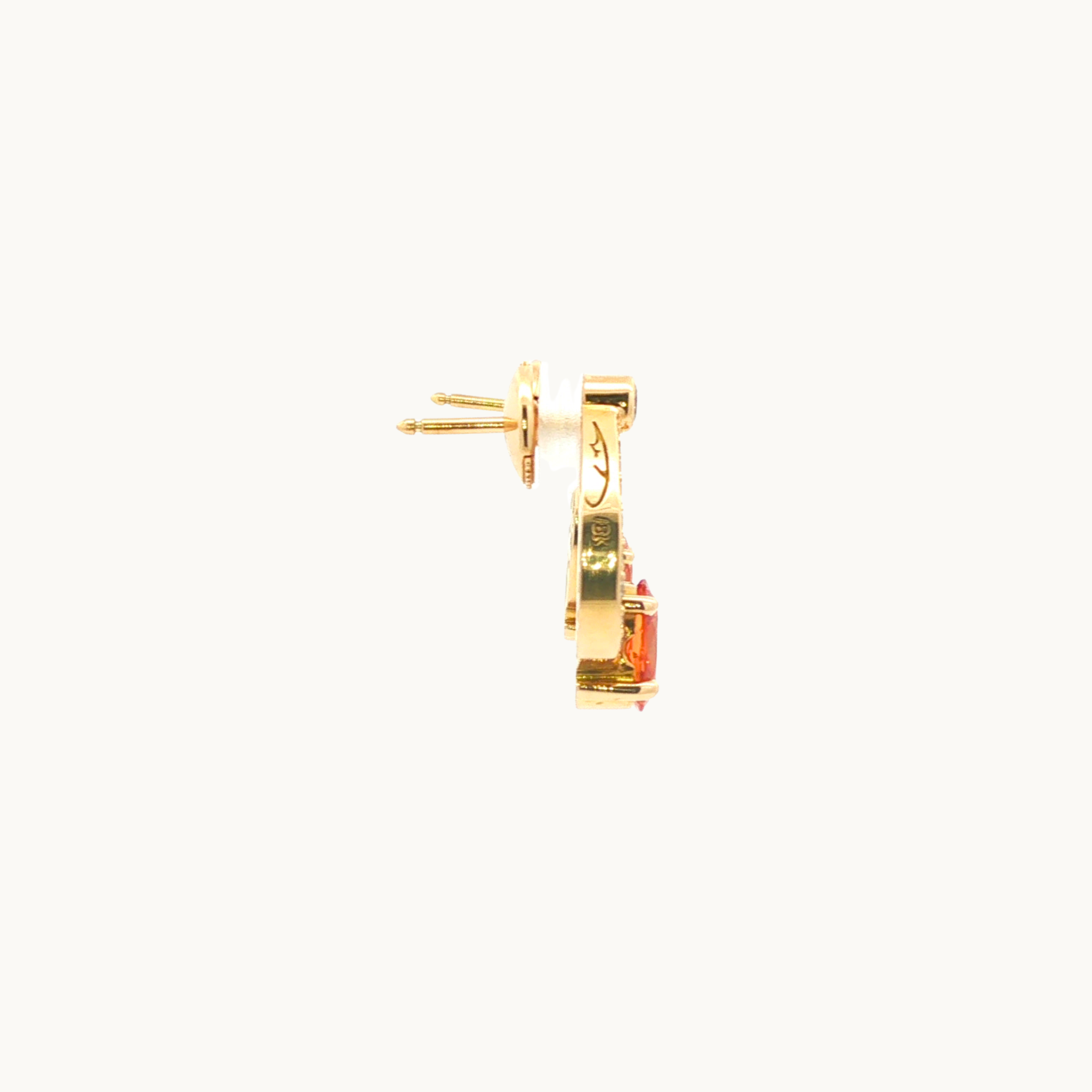 18K Yellow and White Gold Jewelry Set with Spessartite Garnet