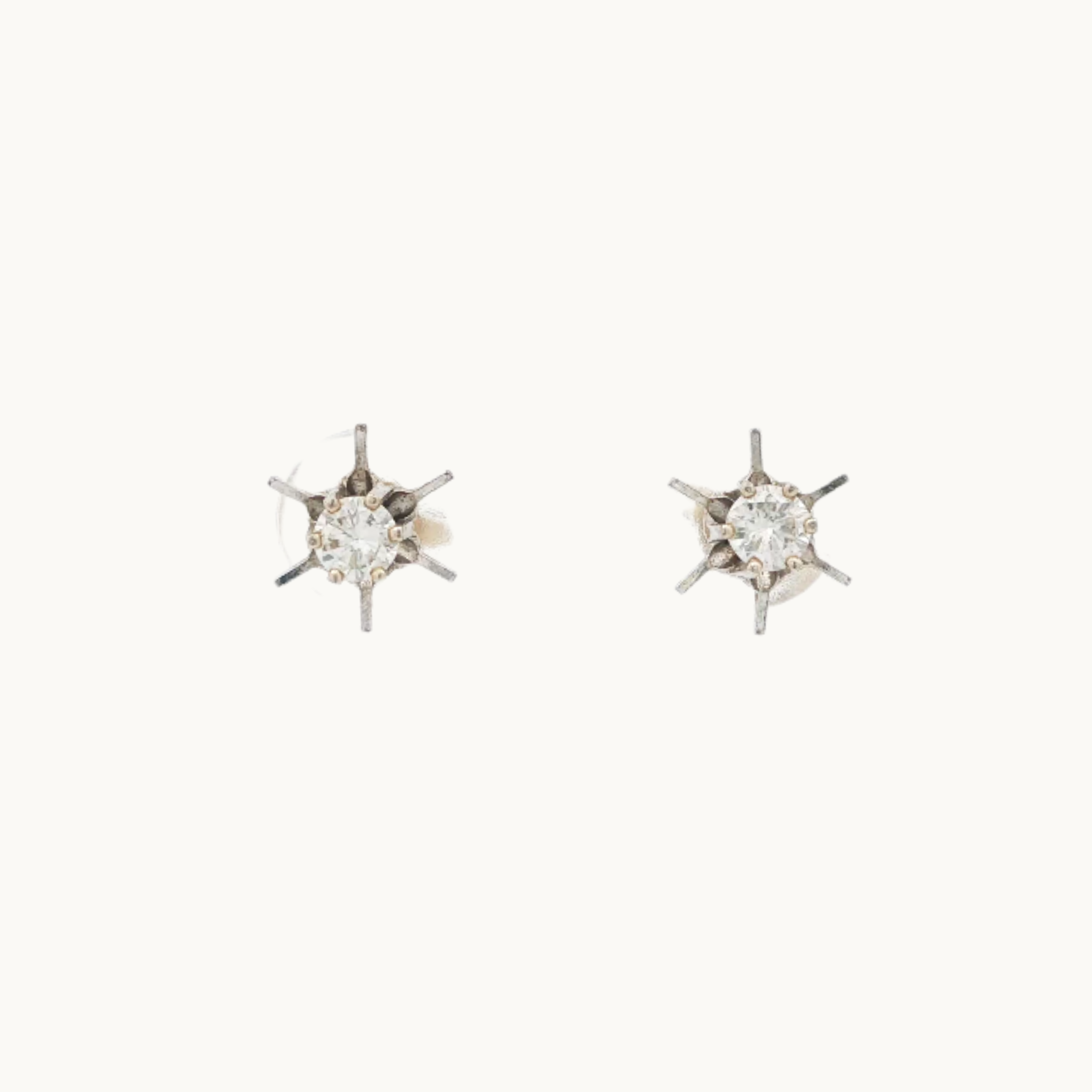 Boucles D'oreilles en Or Jaune et Blanc 10K avec Diamants