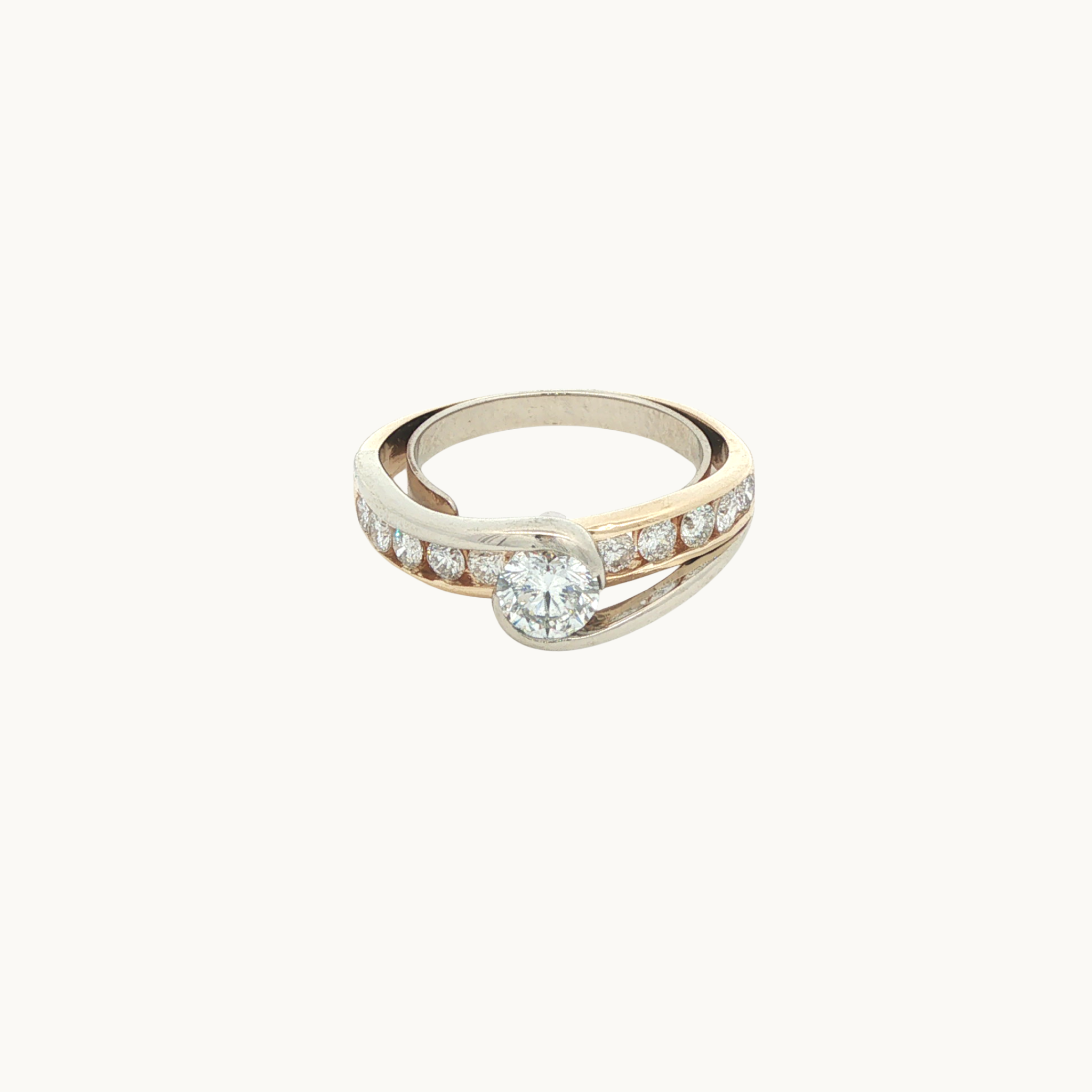 14K Yellow and White Gold Ring with Diamonds