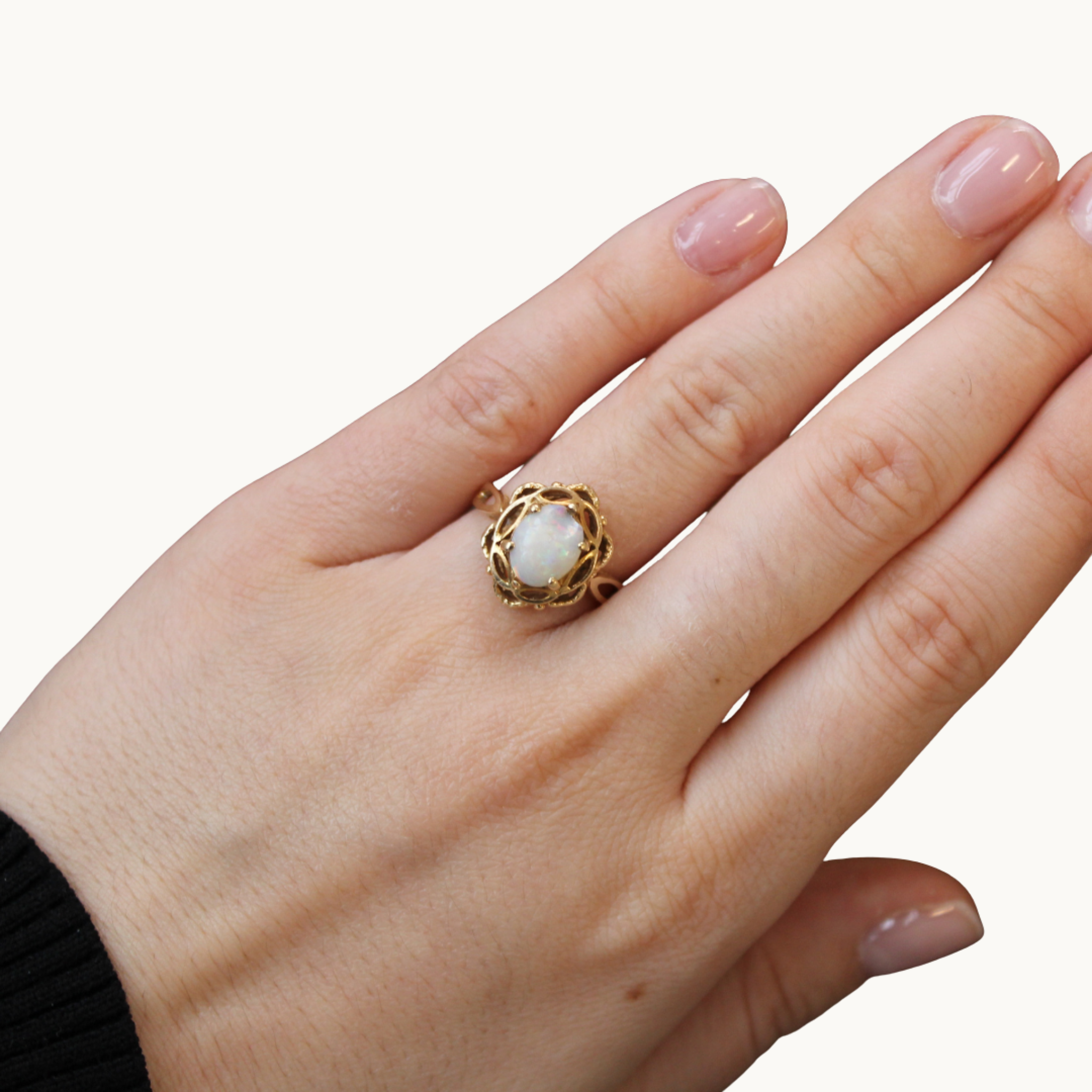 10K Yellow Gold Ring with Opal