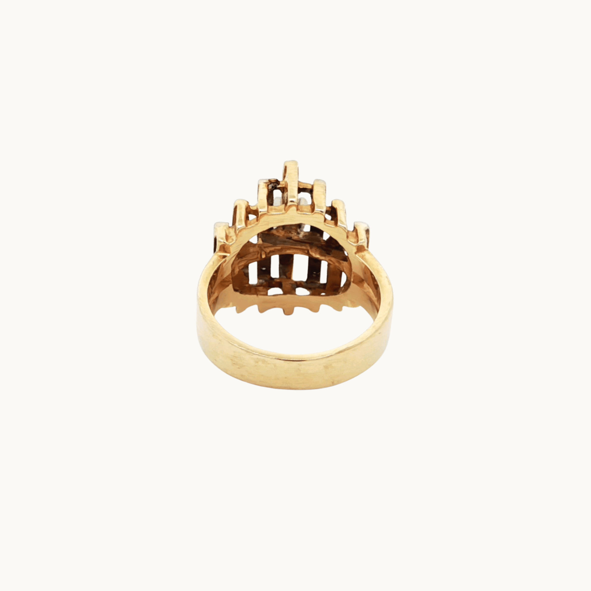 Bague en Or Jaune et Blanc 14K avec Diamants