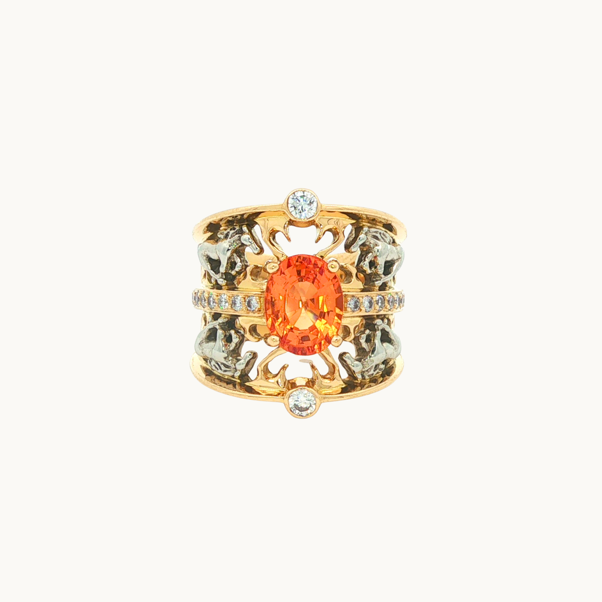 Parure de Bijoux en Or Jaune et Blanc 18K avec Grenat Spessartite
