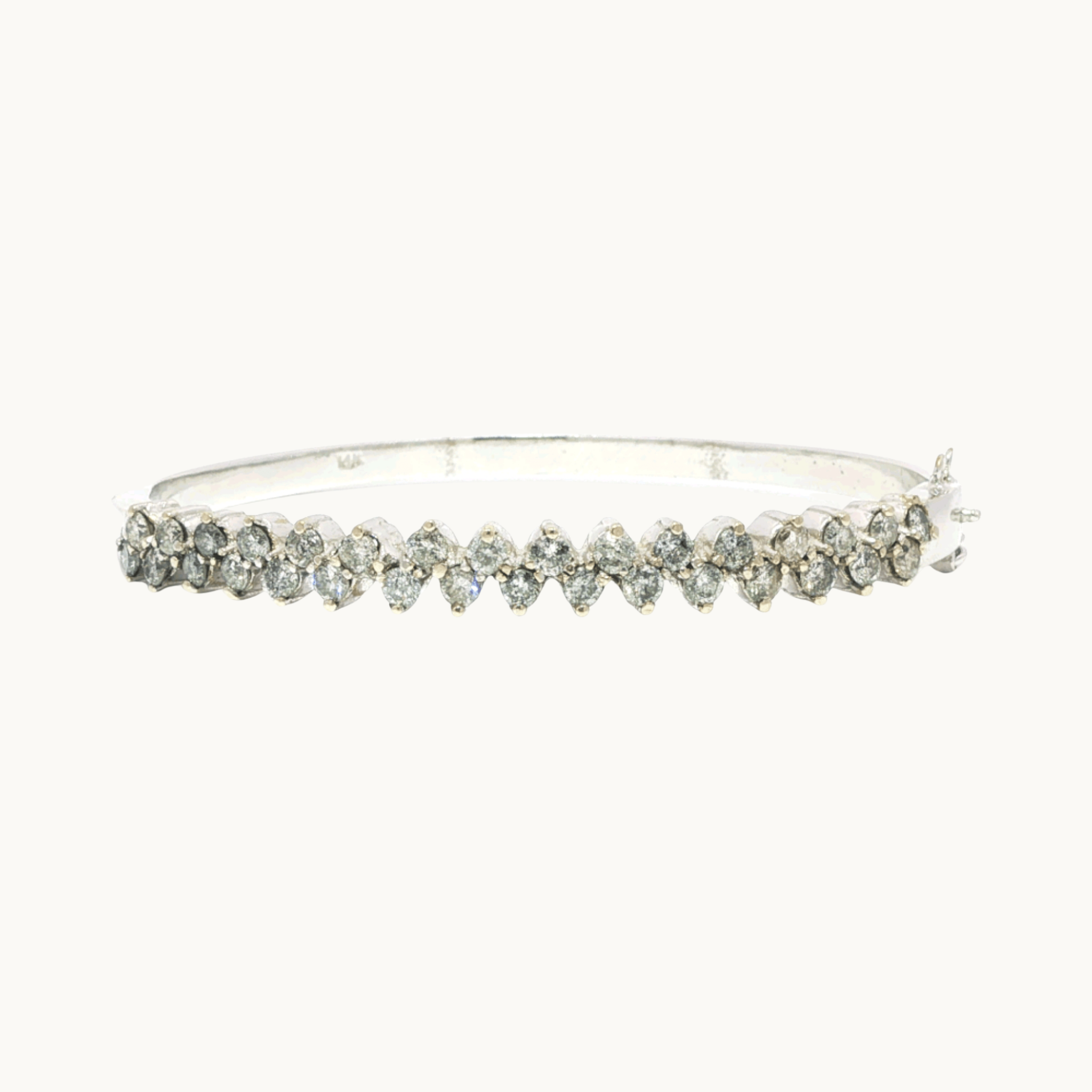 Bracelet Jonc en Or blanc 14K avec Diamants