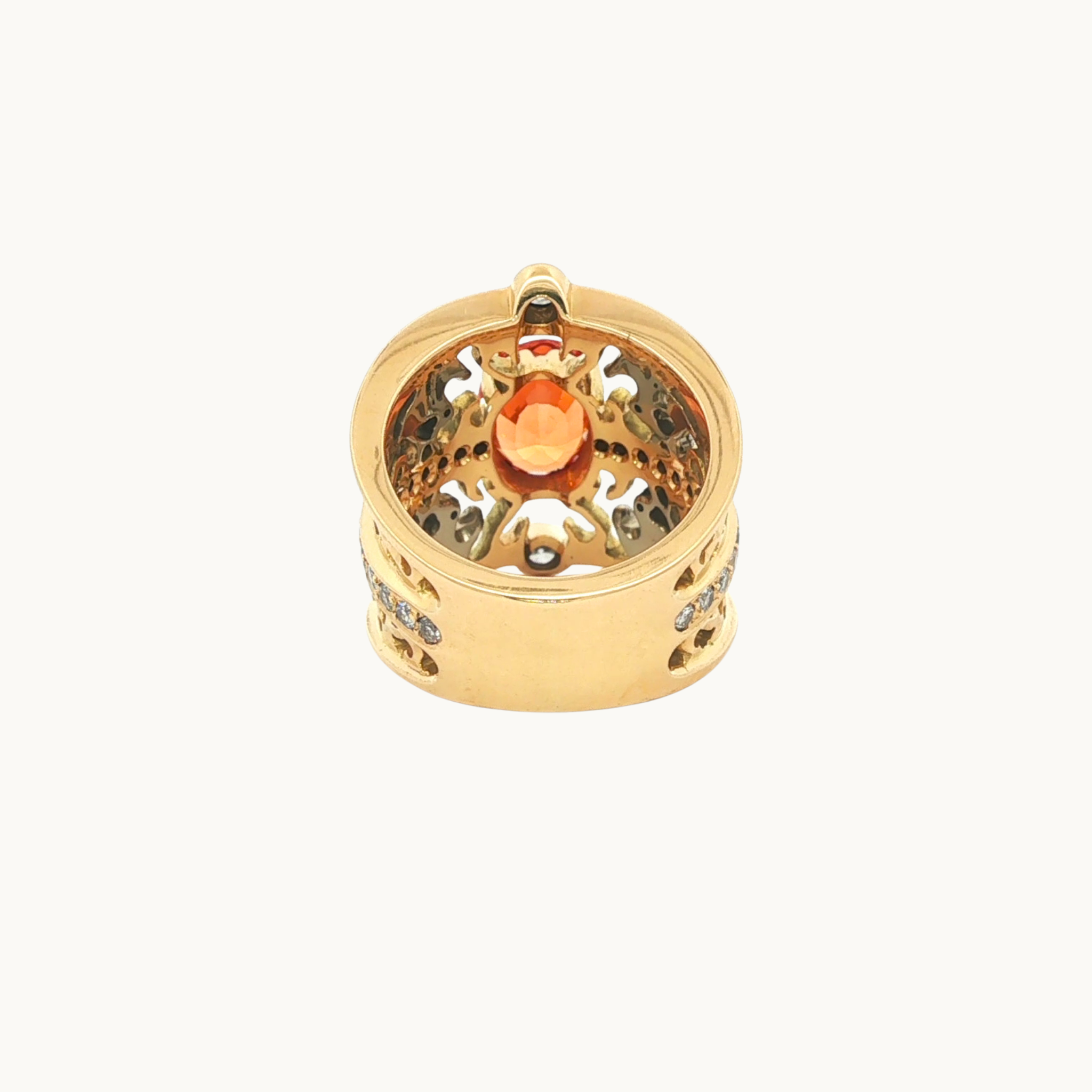 18K Yellow and White Gold Jewelry Set with Spessartite Garnet