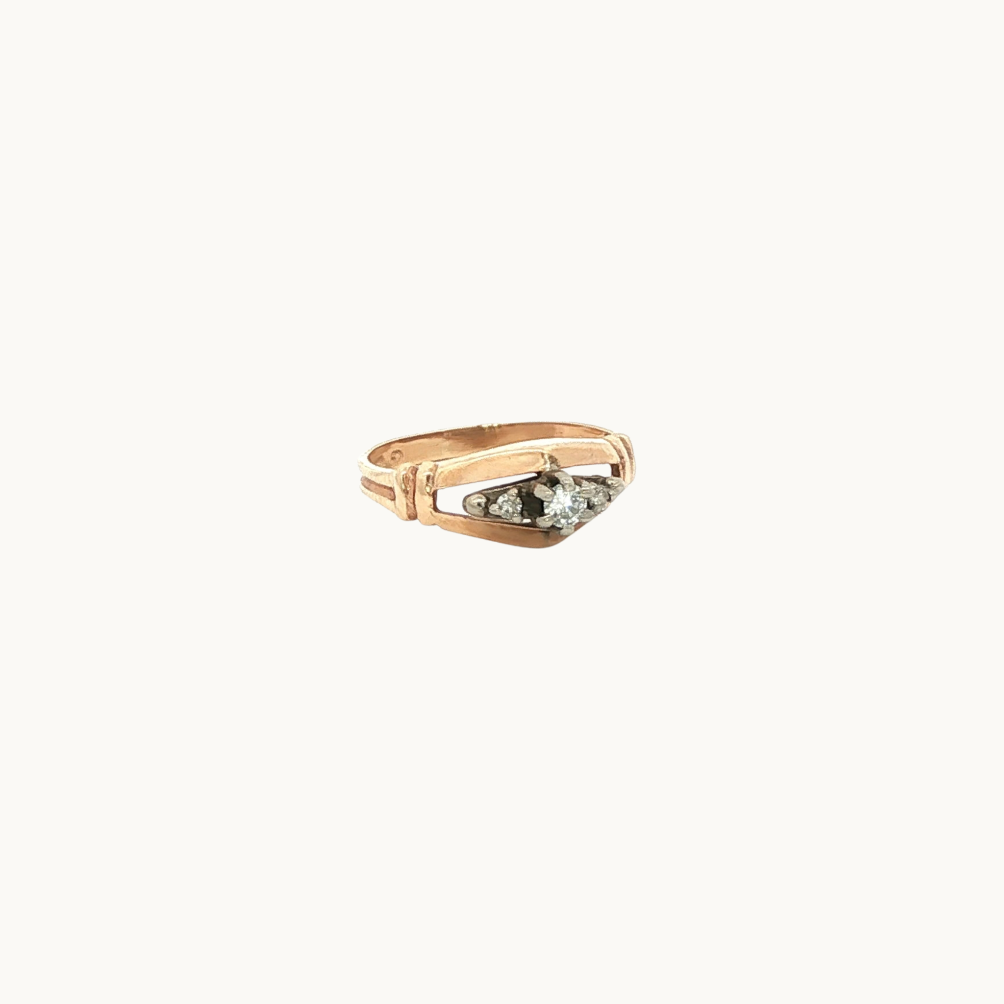 Handmade 14K Rose Gold Ring with Diamonds
