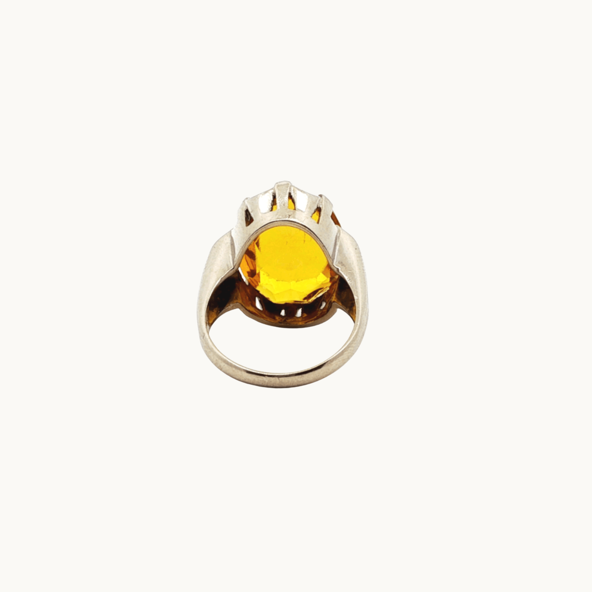 10K White Gold Cocktail Ring with Imitation Stone