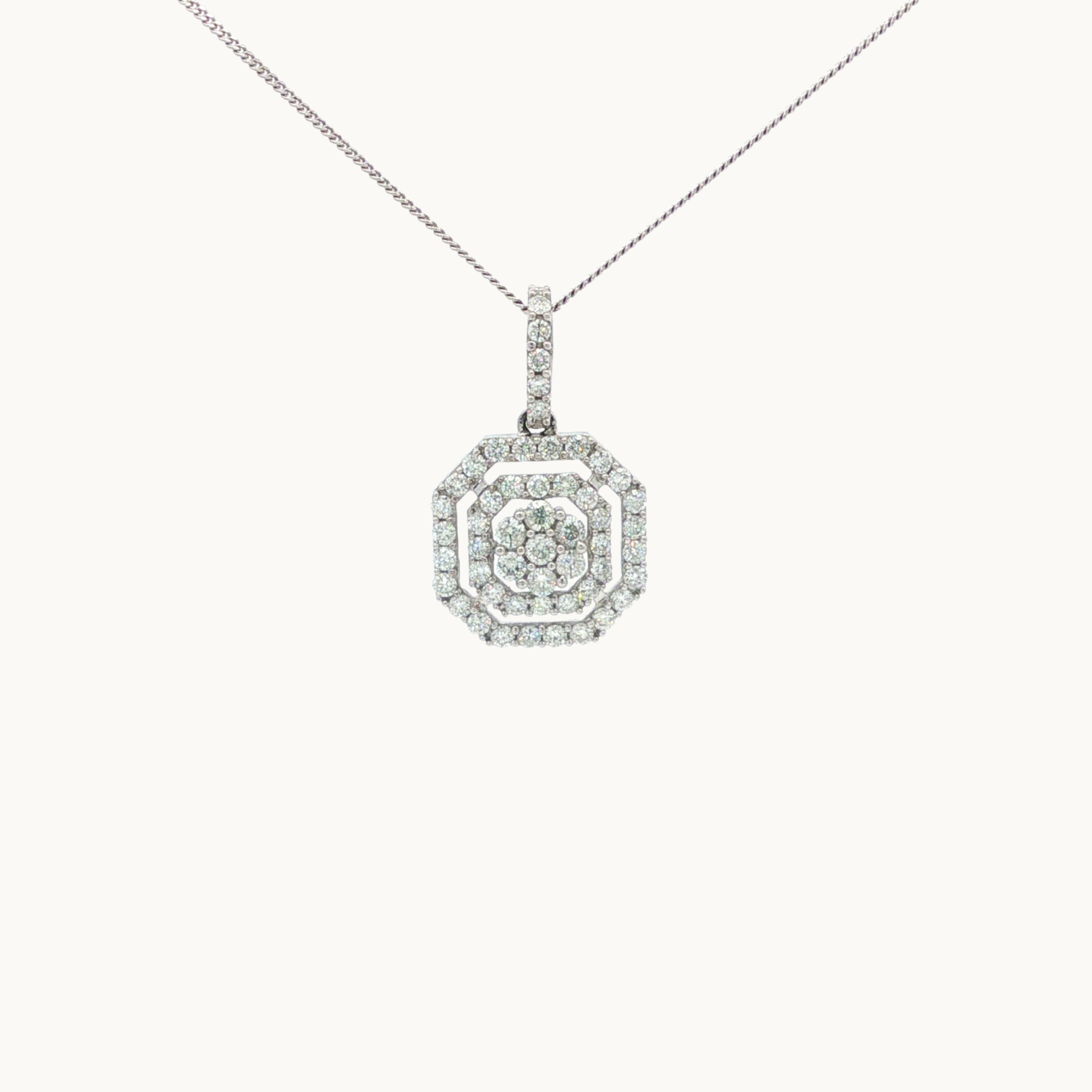 Collier en Or blanc 14K et 10K avec diamants