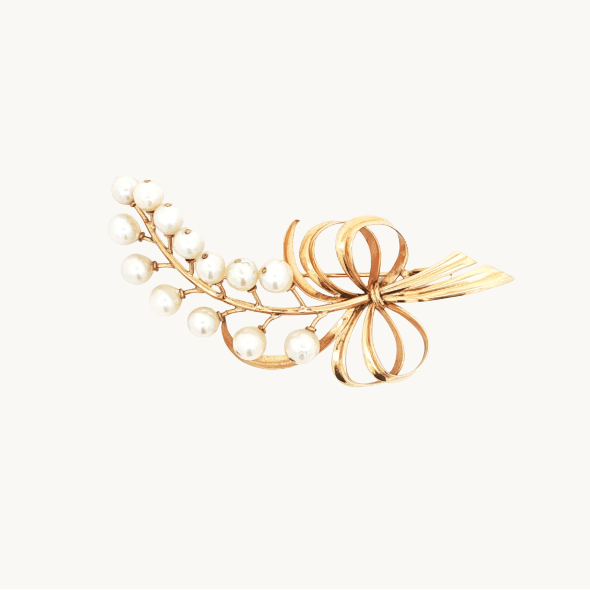 Broche Florale en Or jaune 18K avec Perles d'eau douce