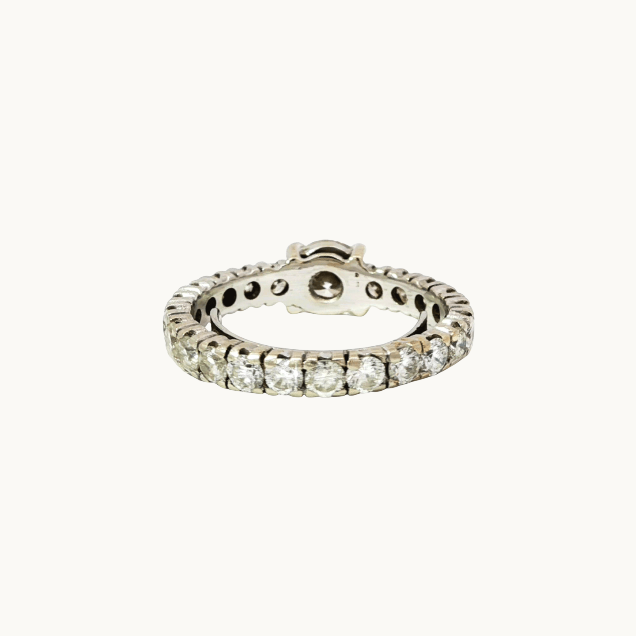 14K White Gold Eternity Solitaire Ring with Diamonds