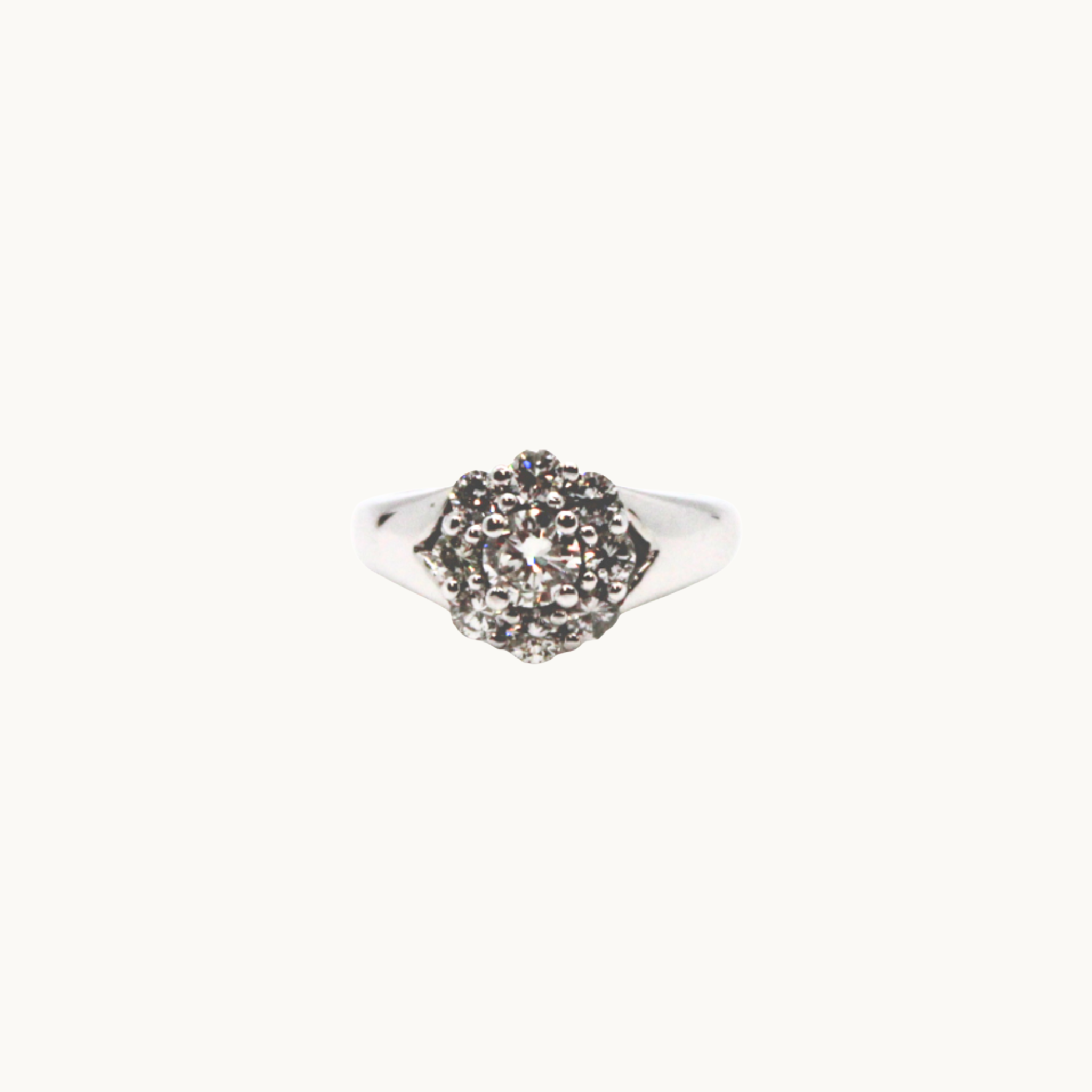 10K White Gold Floral Ring with Diamonds