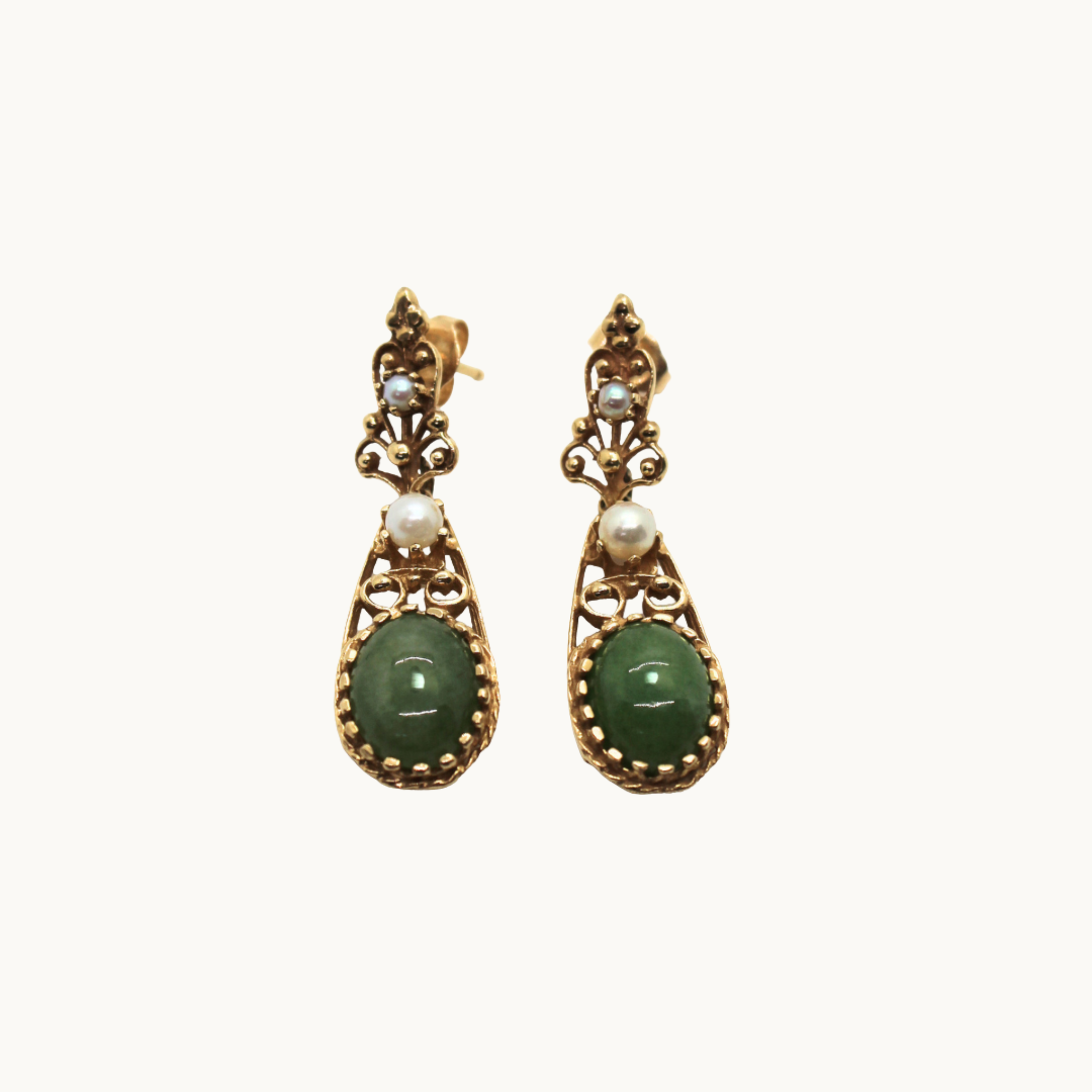 Boucles d'oreilles en Or jaune 14K avec Jade jadéite