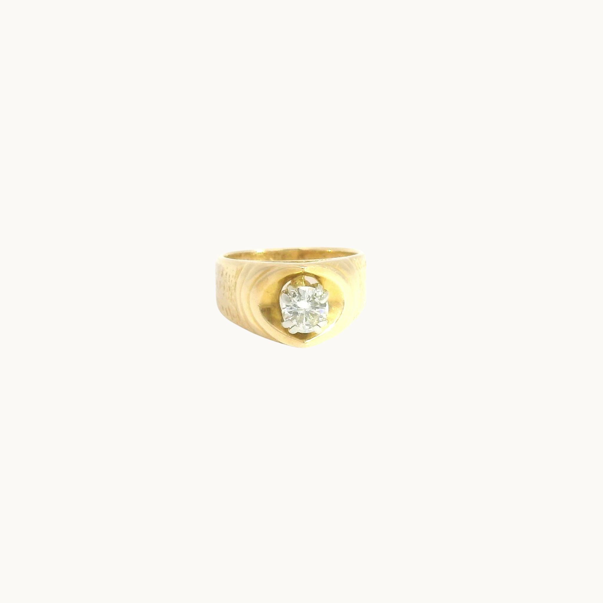 14K Yellow Gold Solitaire Ring with Diamonds