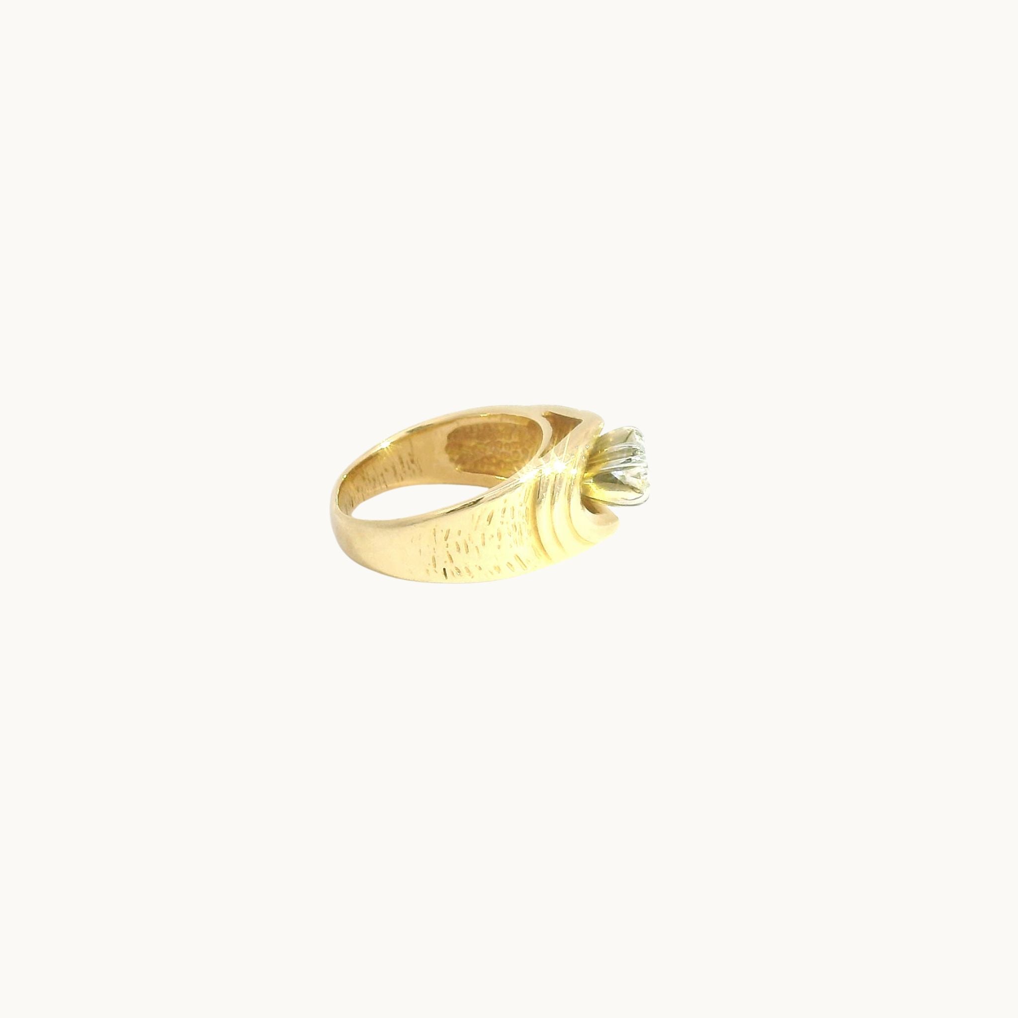 14K Yellow Gold Solitaire Ring with Diamonds