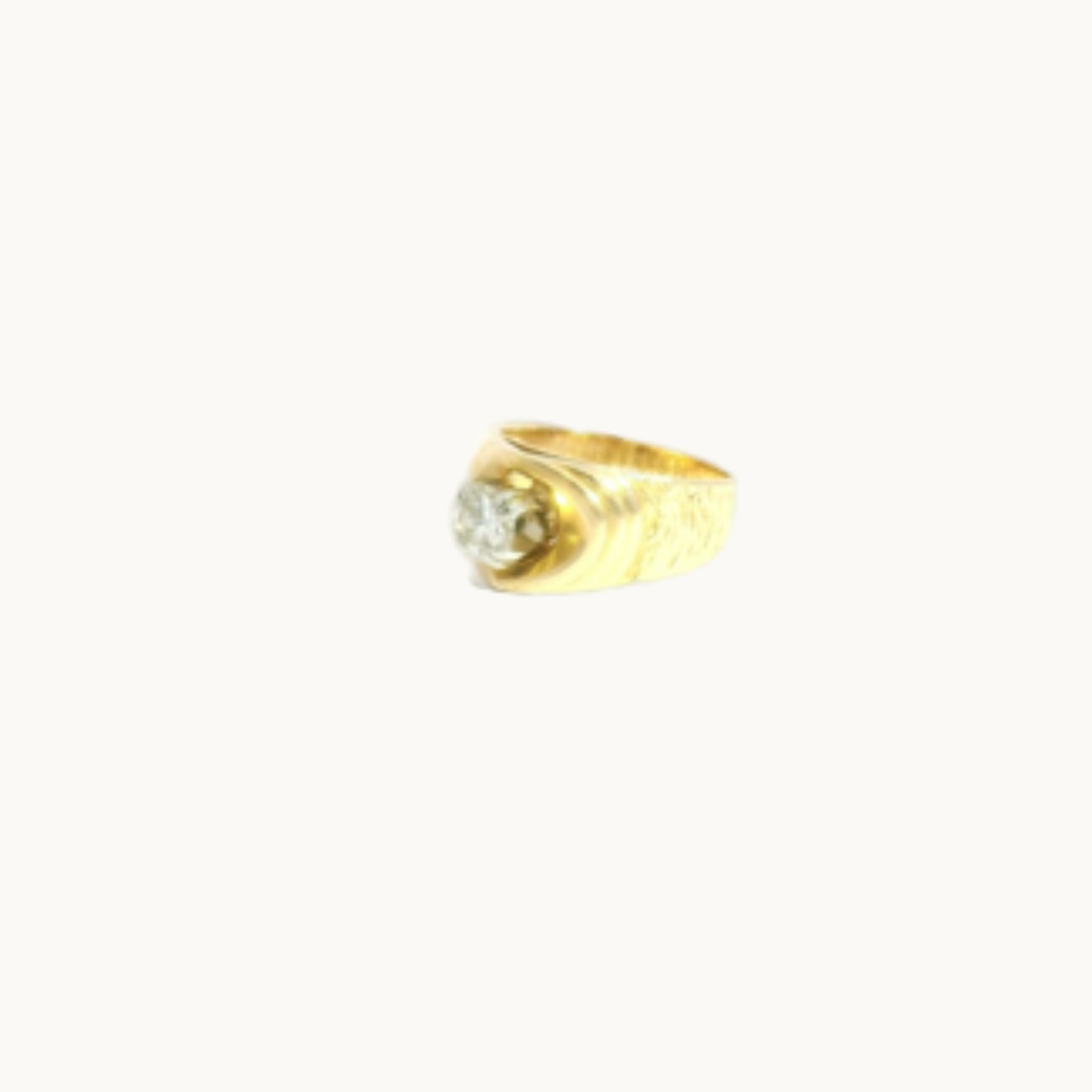 14K Yellow Gold Solitaire Ring with Diamonds