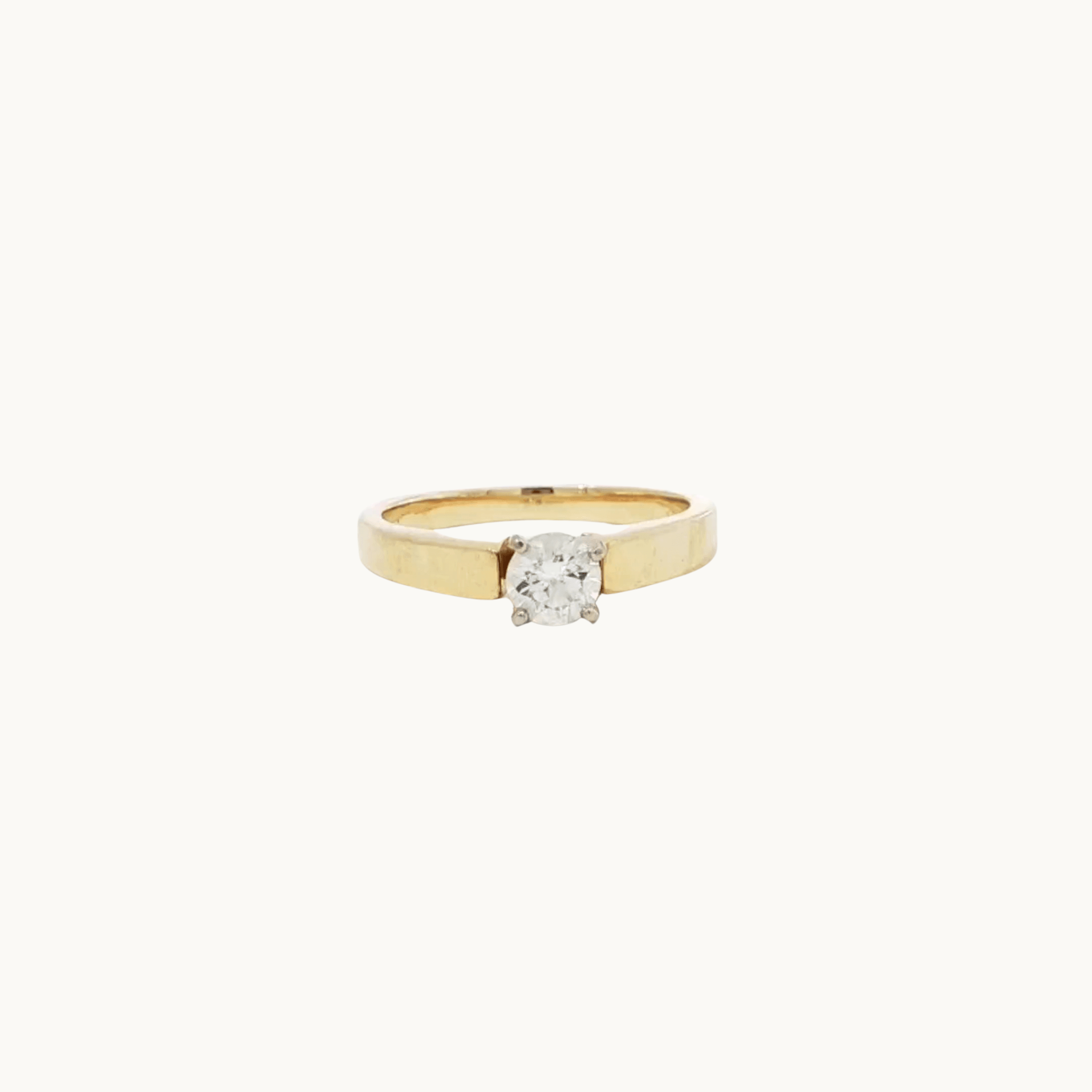 Bague Solitaire en Or jaune et blanc 14K avec diamant