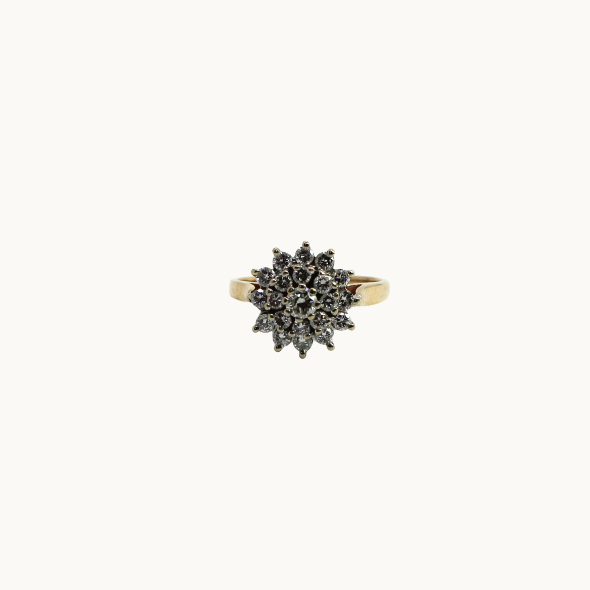 14K Yellow and White Gold Ring with Diamonds