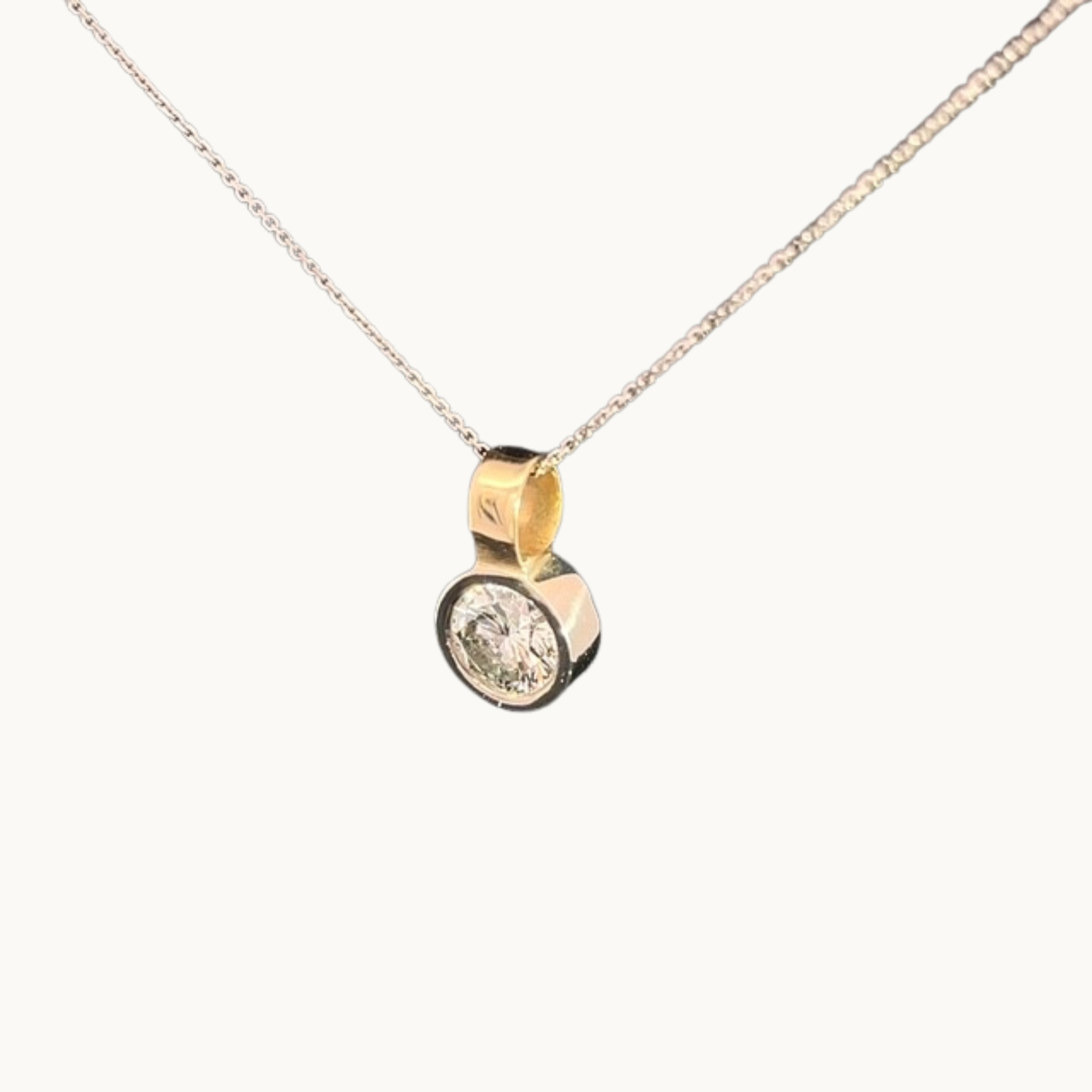 10K White Gold and Yellow Gold Pendant with Diamond