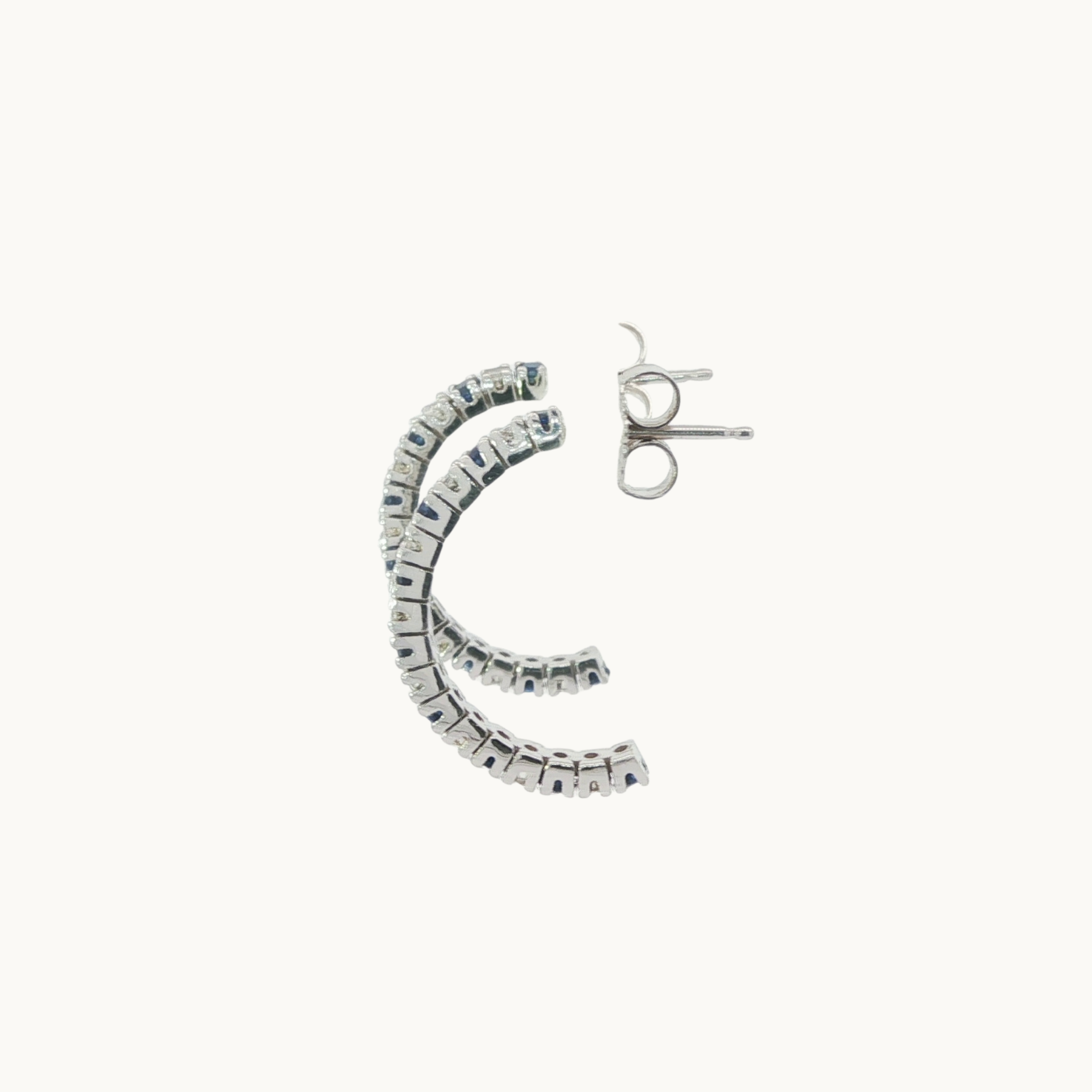 14K White Gold Earrings with Sapphires and Diamonds