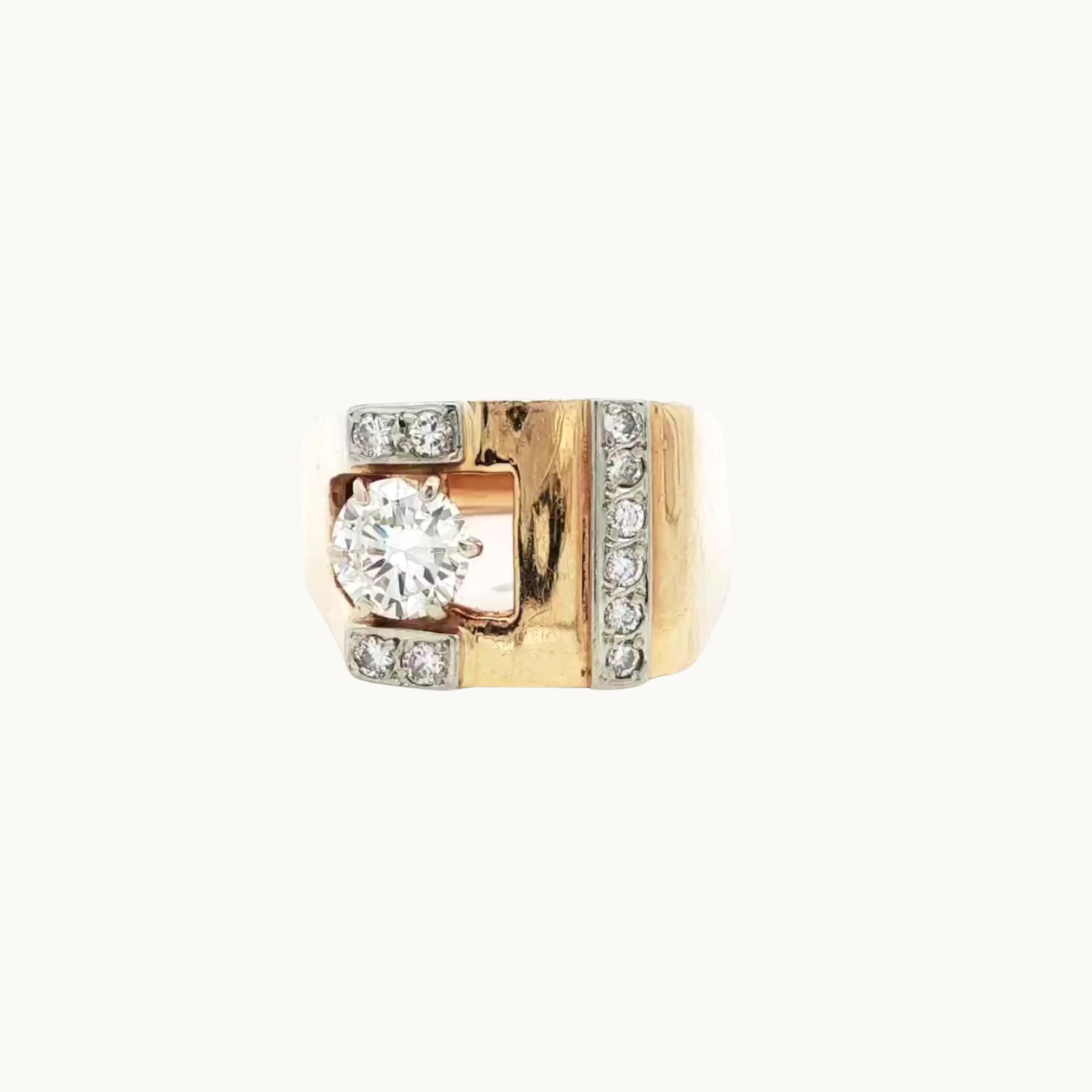 Fancy ring in 14K yellow gold with diamonds