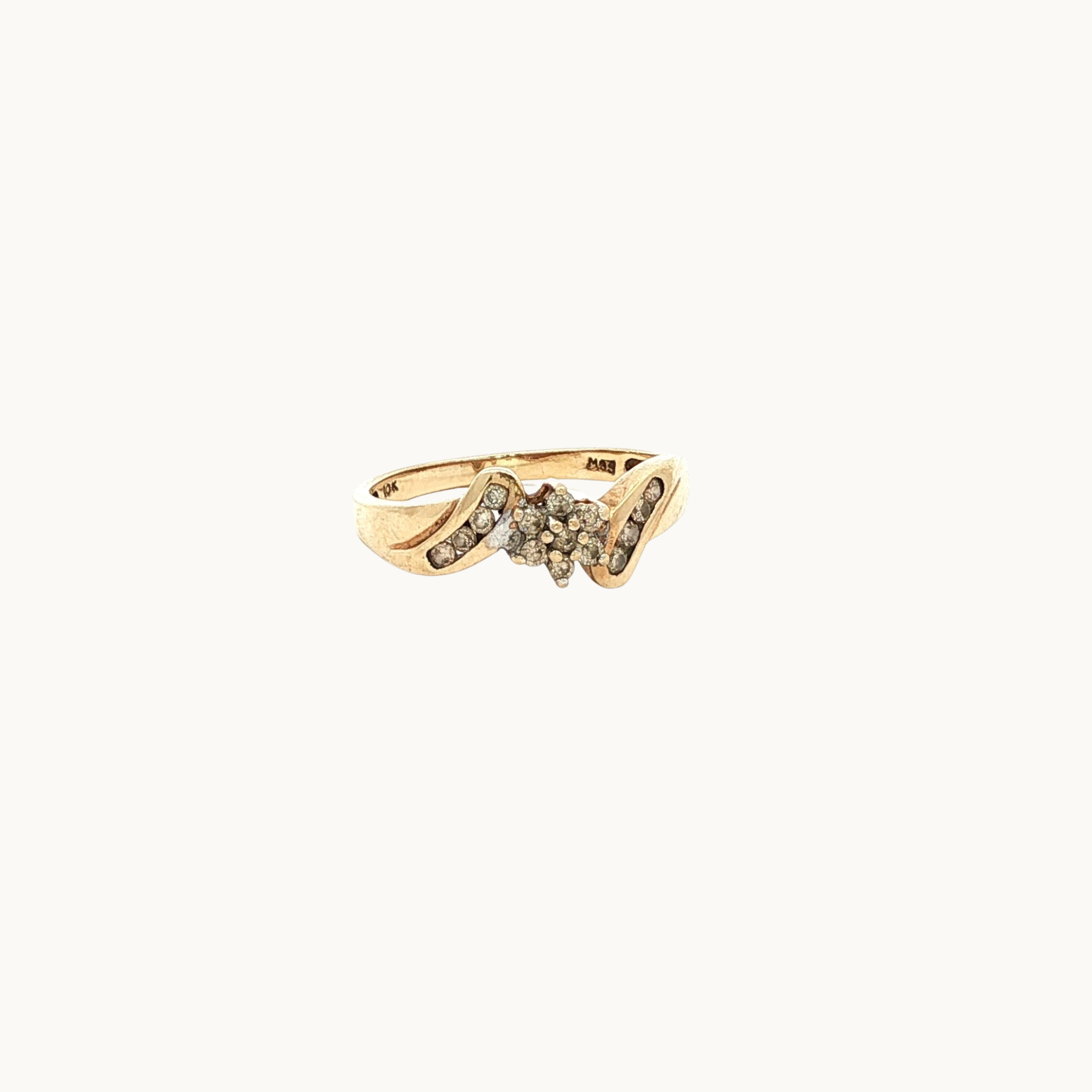10K Yellow Gold Fashion Ring with Diamonds
