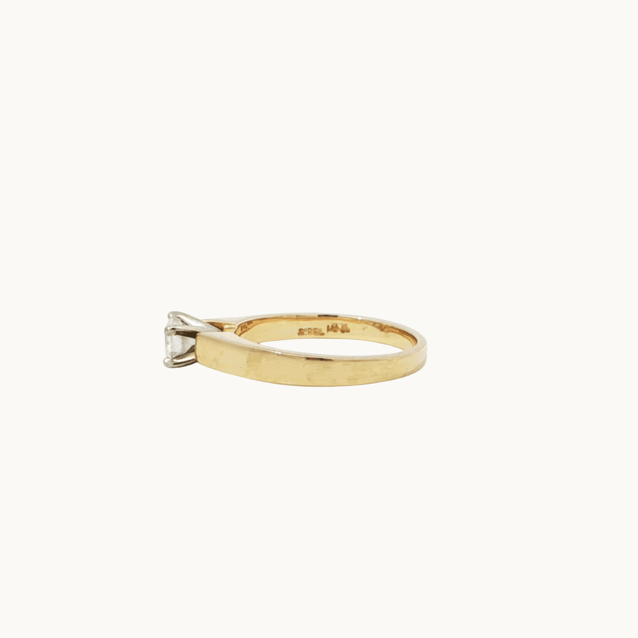 Solitaire Ring in 14K Yellow and White Gold with Diamond