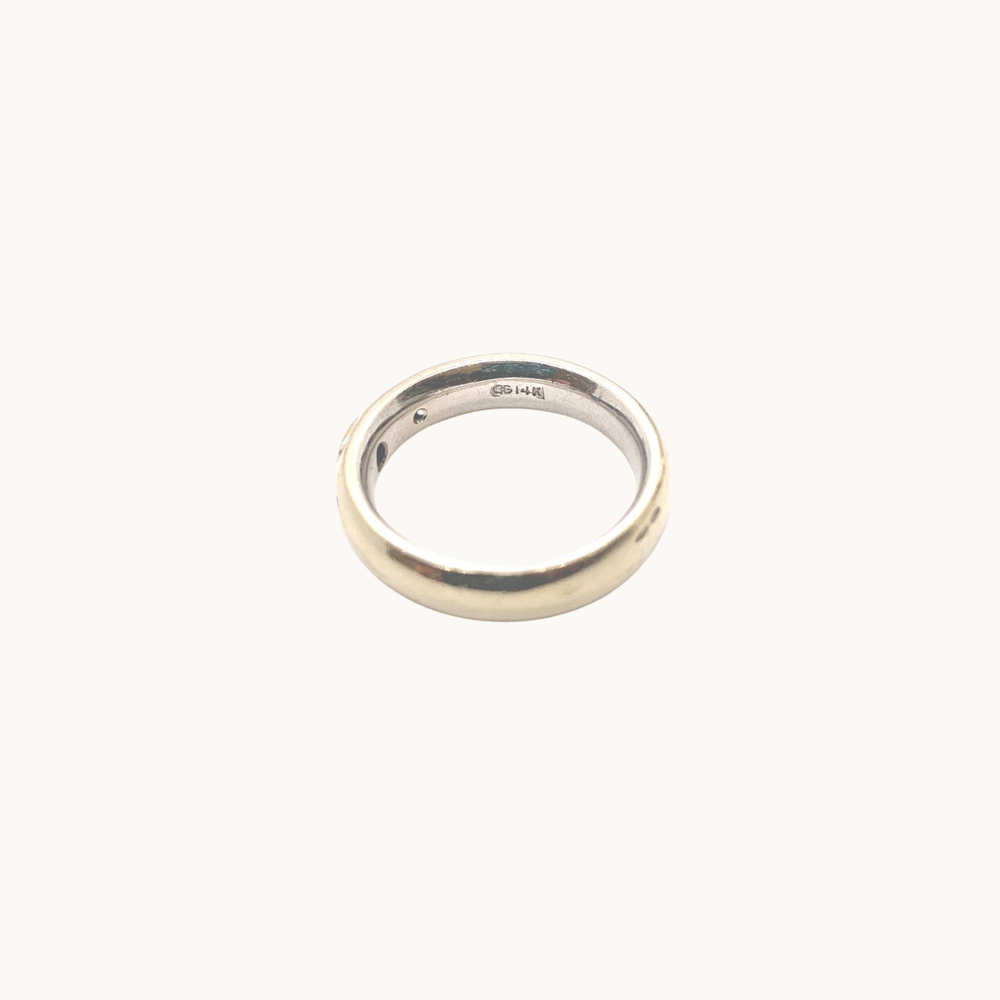 Bague jonc en Or blanc 14K avec Saphir et Diamants