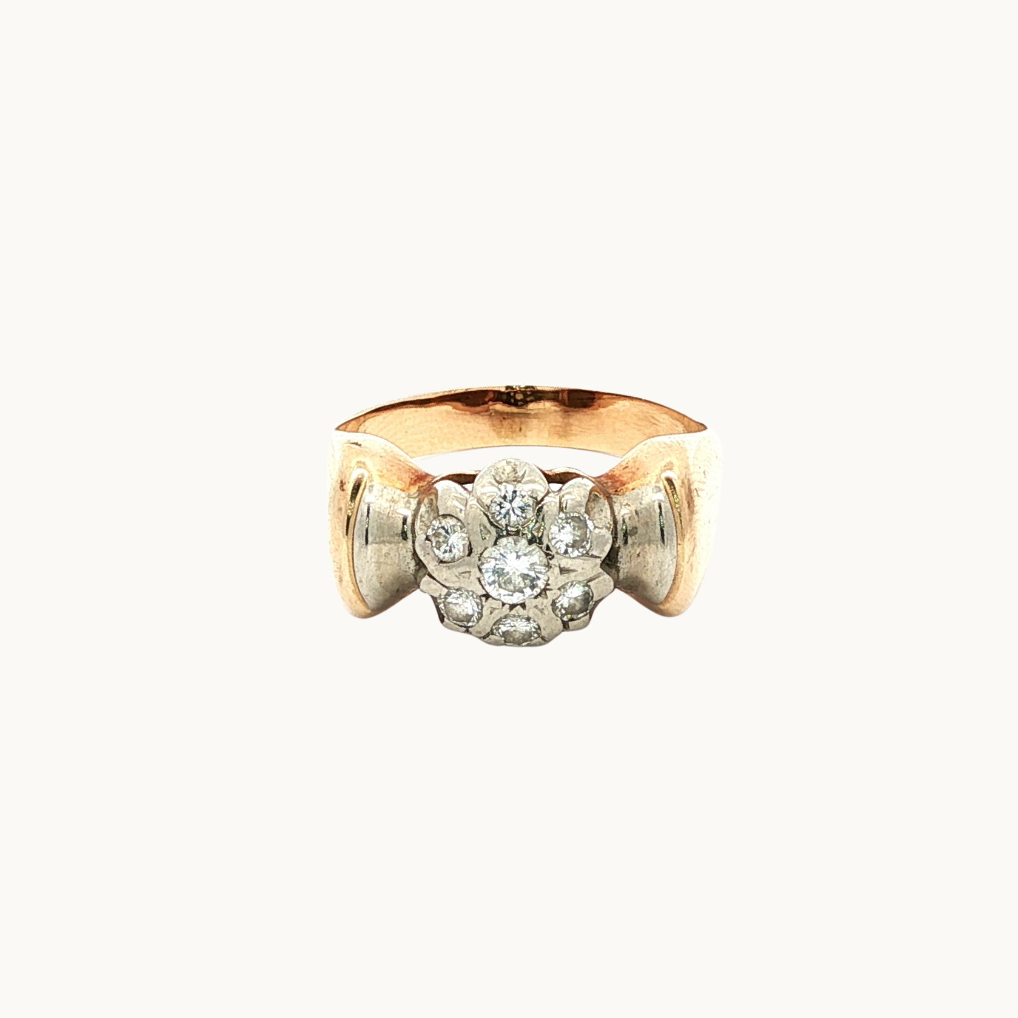 Bague en Or jaune et blanc 10K avec Diamants