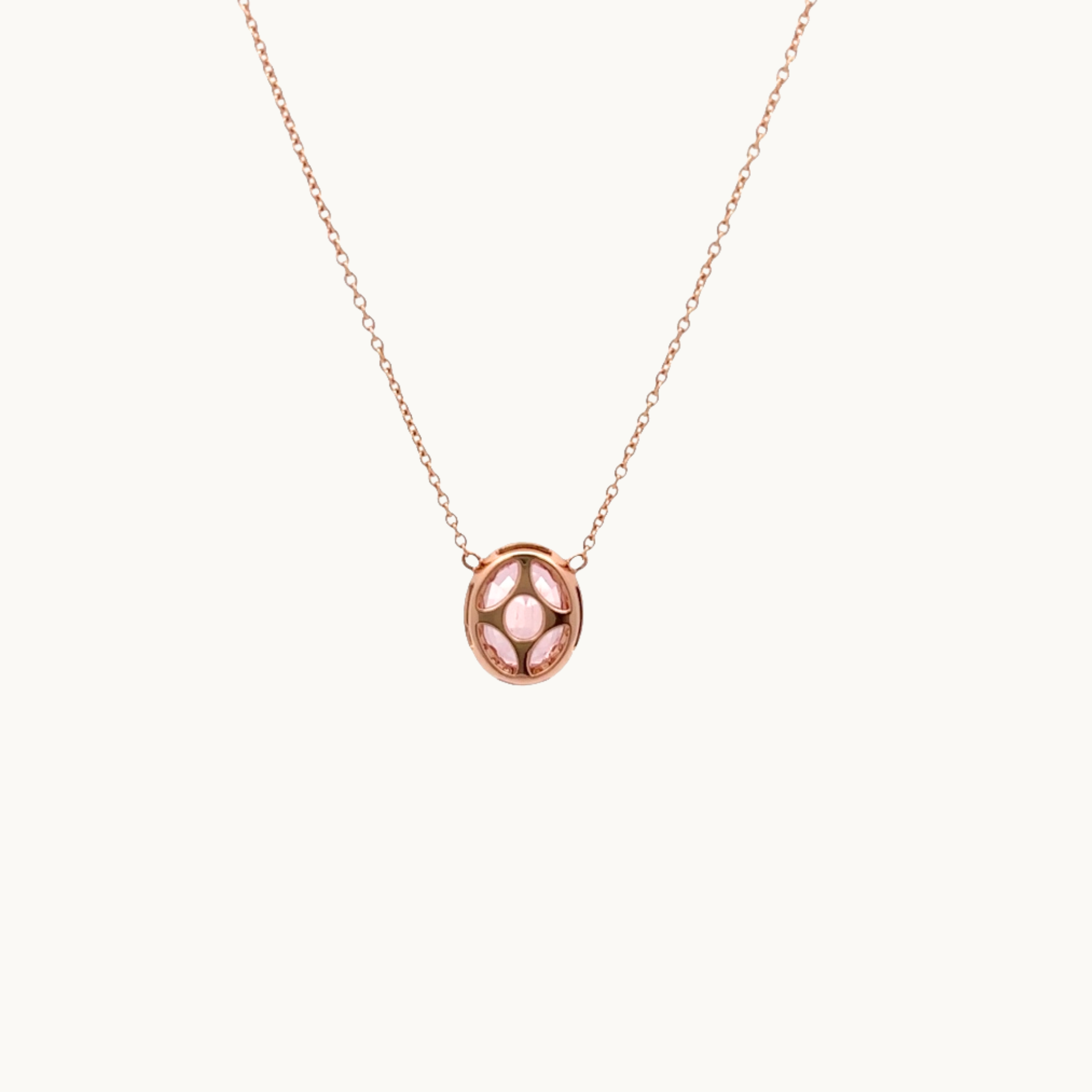 14K Rose Gold Necklace with Tourmaline and Diamonds