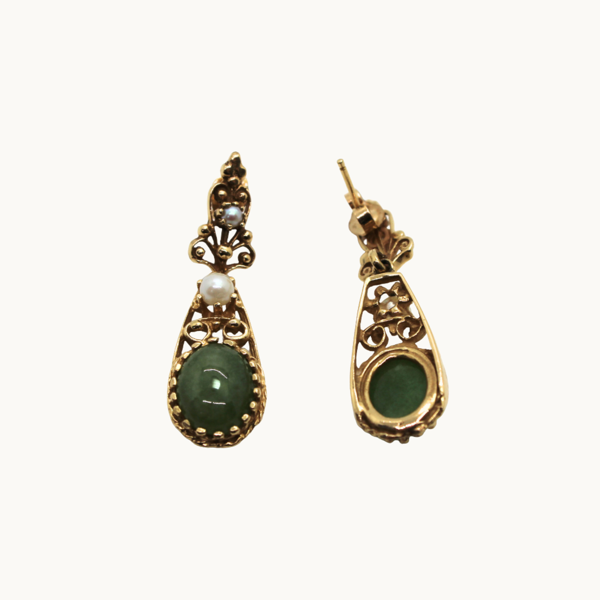 Boucles d'oreilles en Or jaune 14K avec Jade jadéite