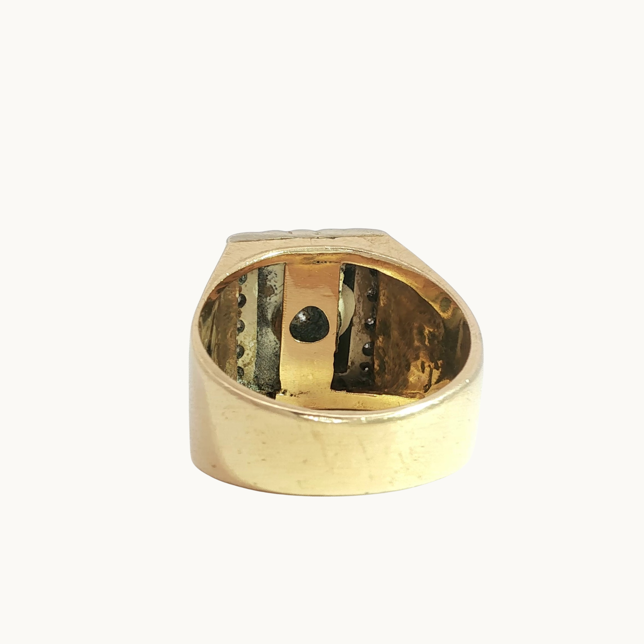 10K Yellow Gold Signet Ring with Onyx and Diamonds
