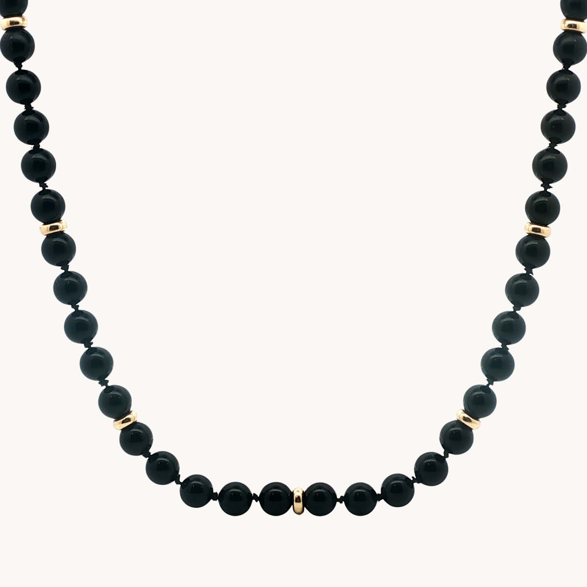 Collier en Billes d'Onyx et Or Jaune 14K