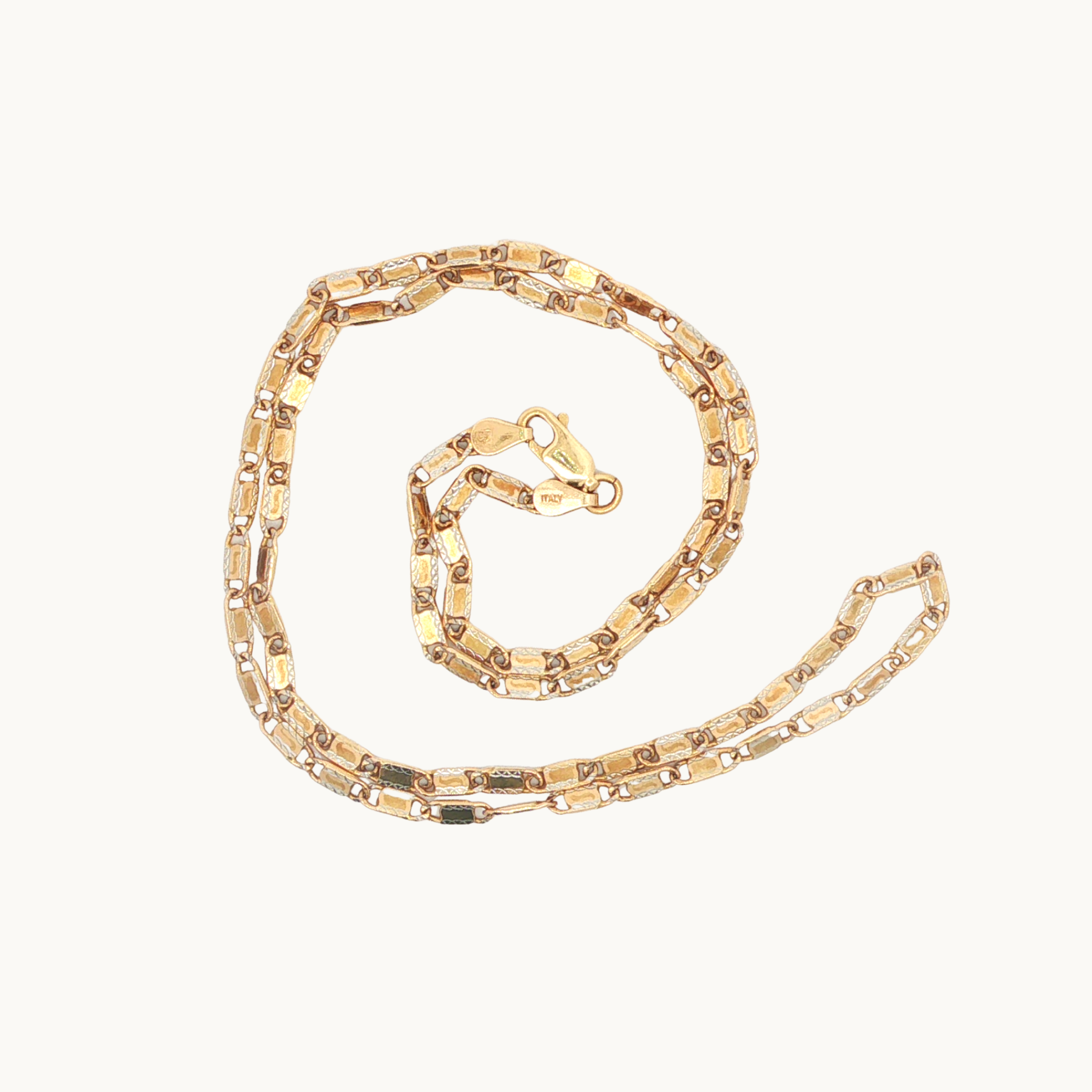 Chaille à Maillons en Or Jaune et Blanc 14K