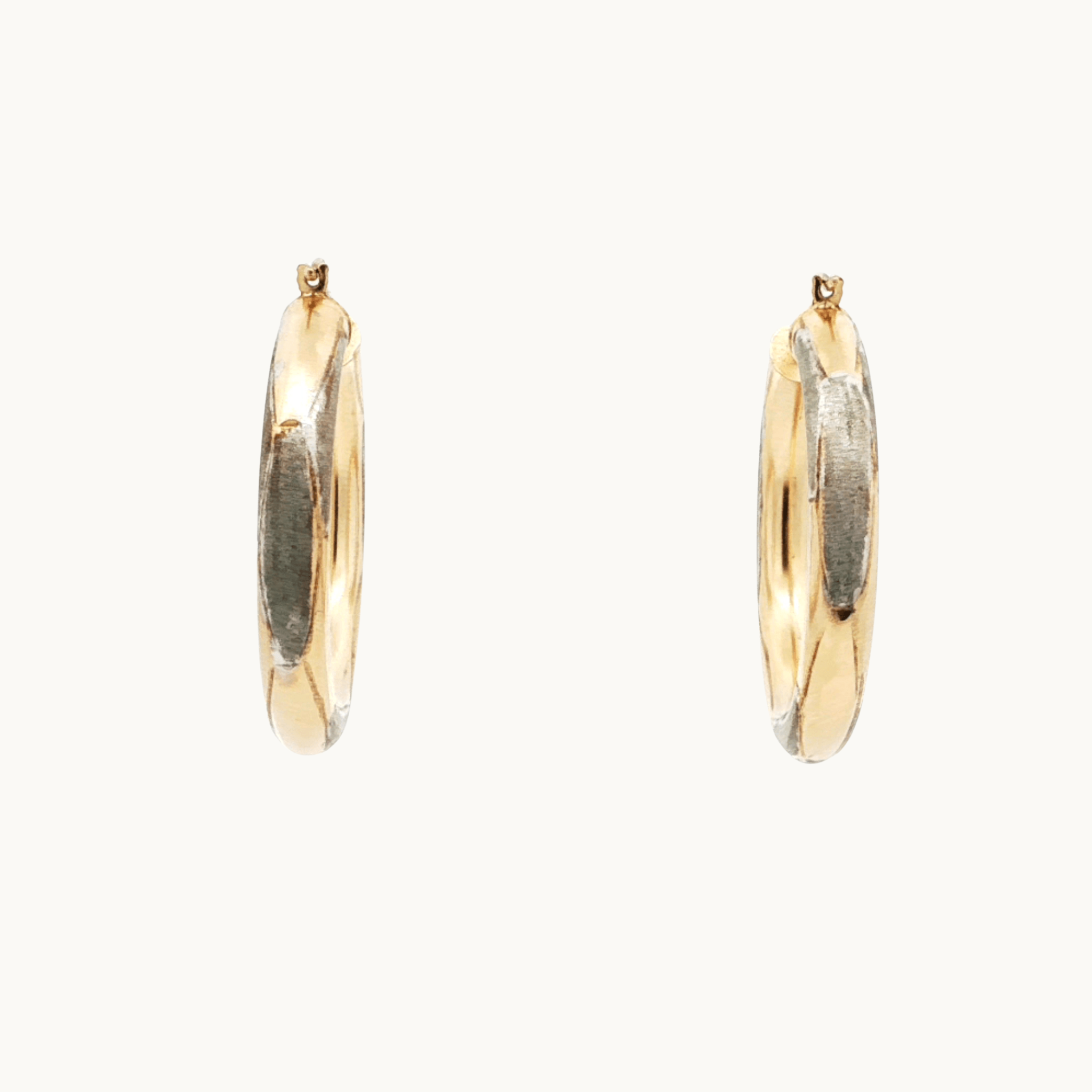 Two-tone Hoop Earrings in 10K Yellow and White Gold