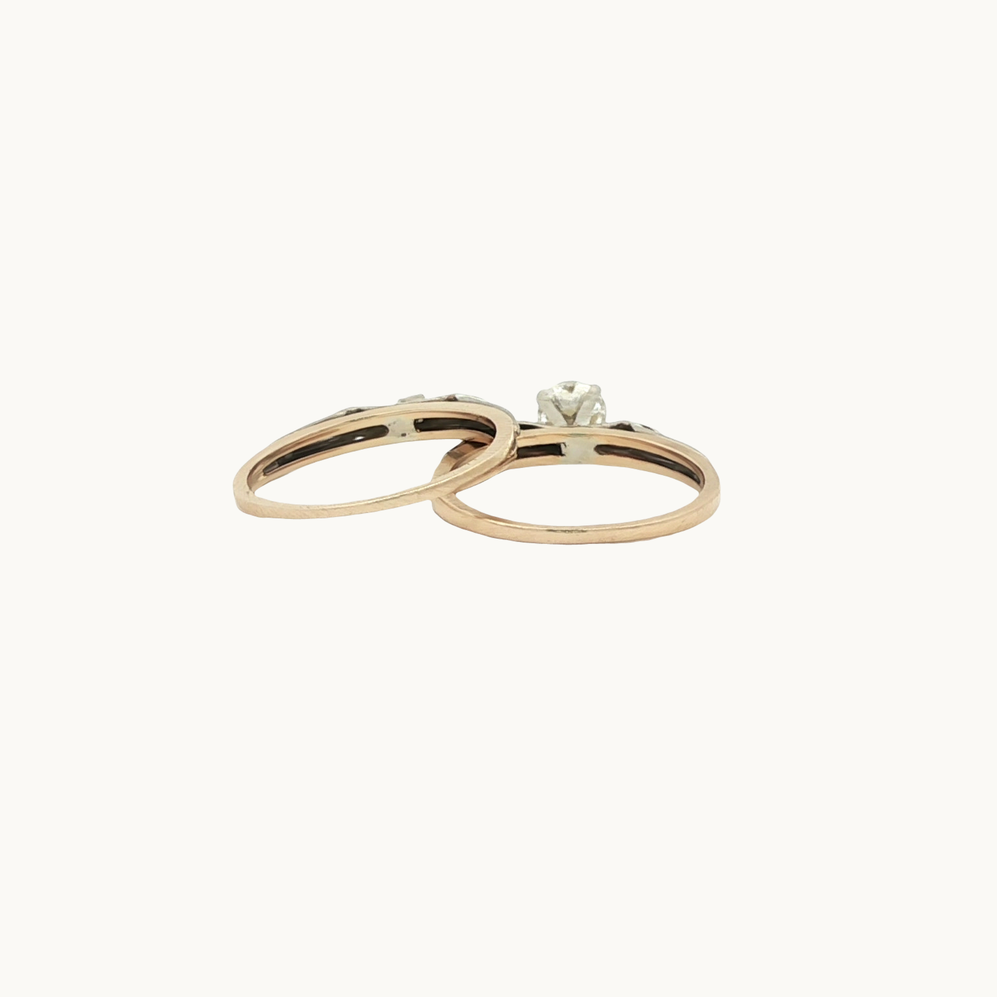 Vintage wedding ring set in 14K yellow and white gold