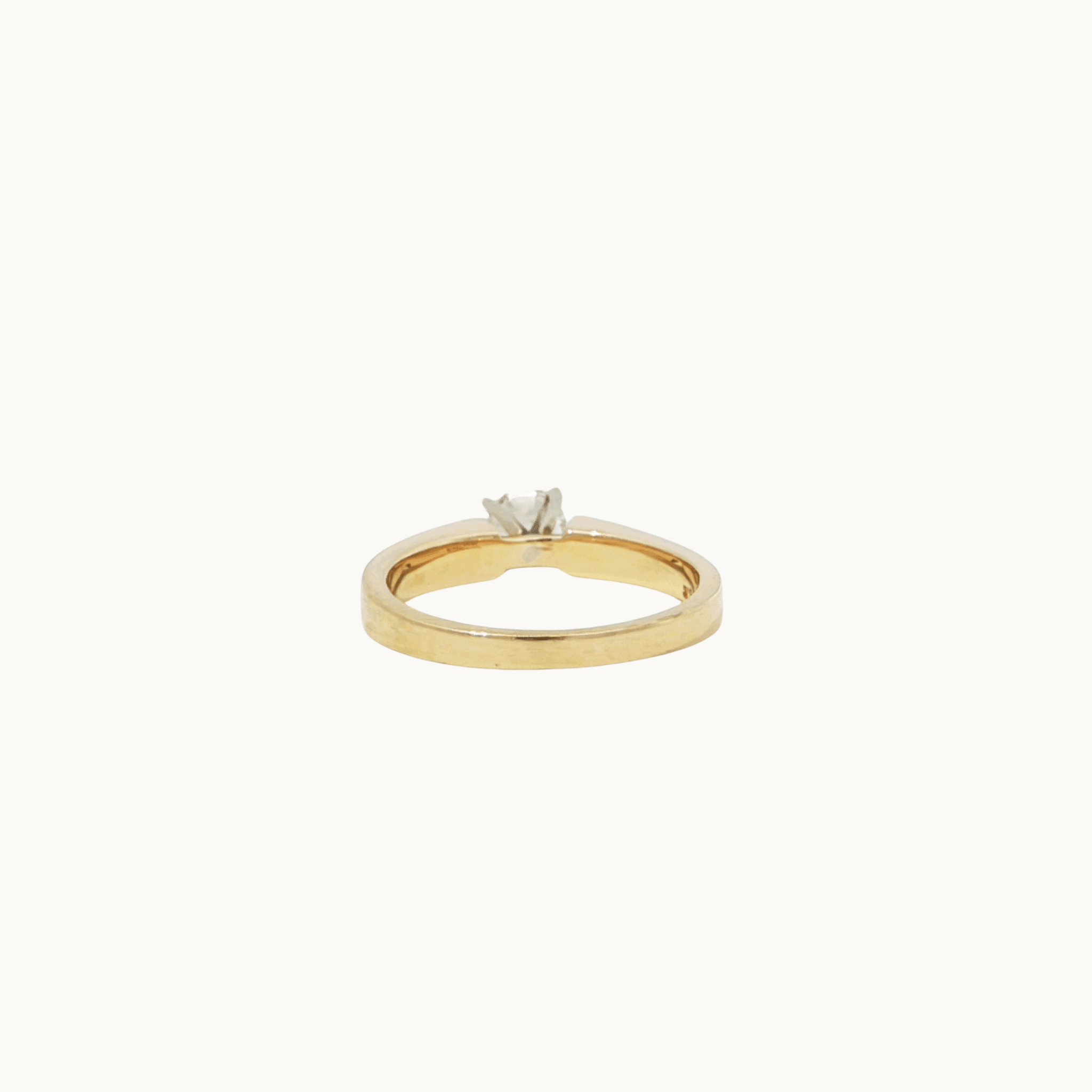 Solitaire Ring in 14K Yellow and White Gold with Diamond