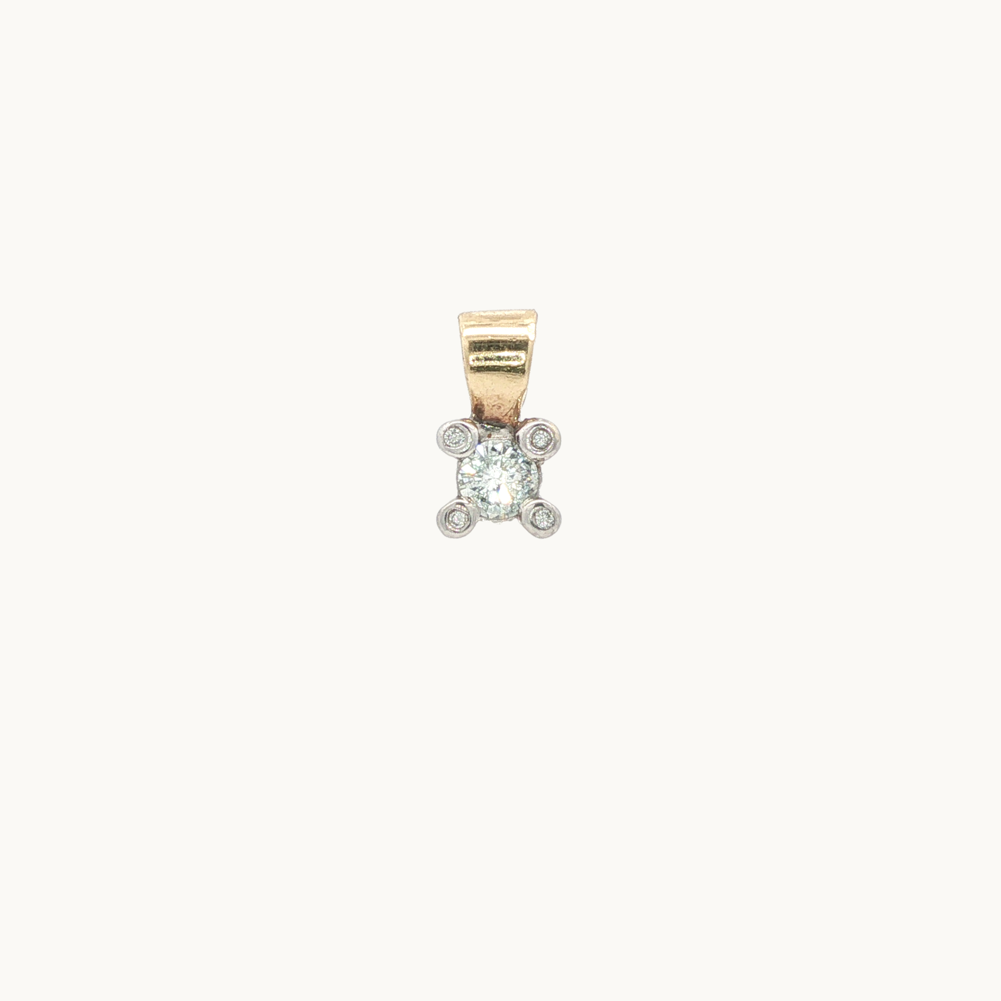 Pendant in 10K Yellow Gold and 14K White Gold with Diamonds