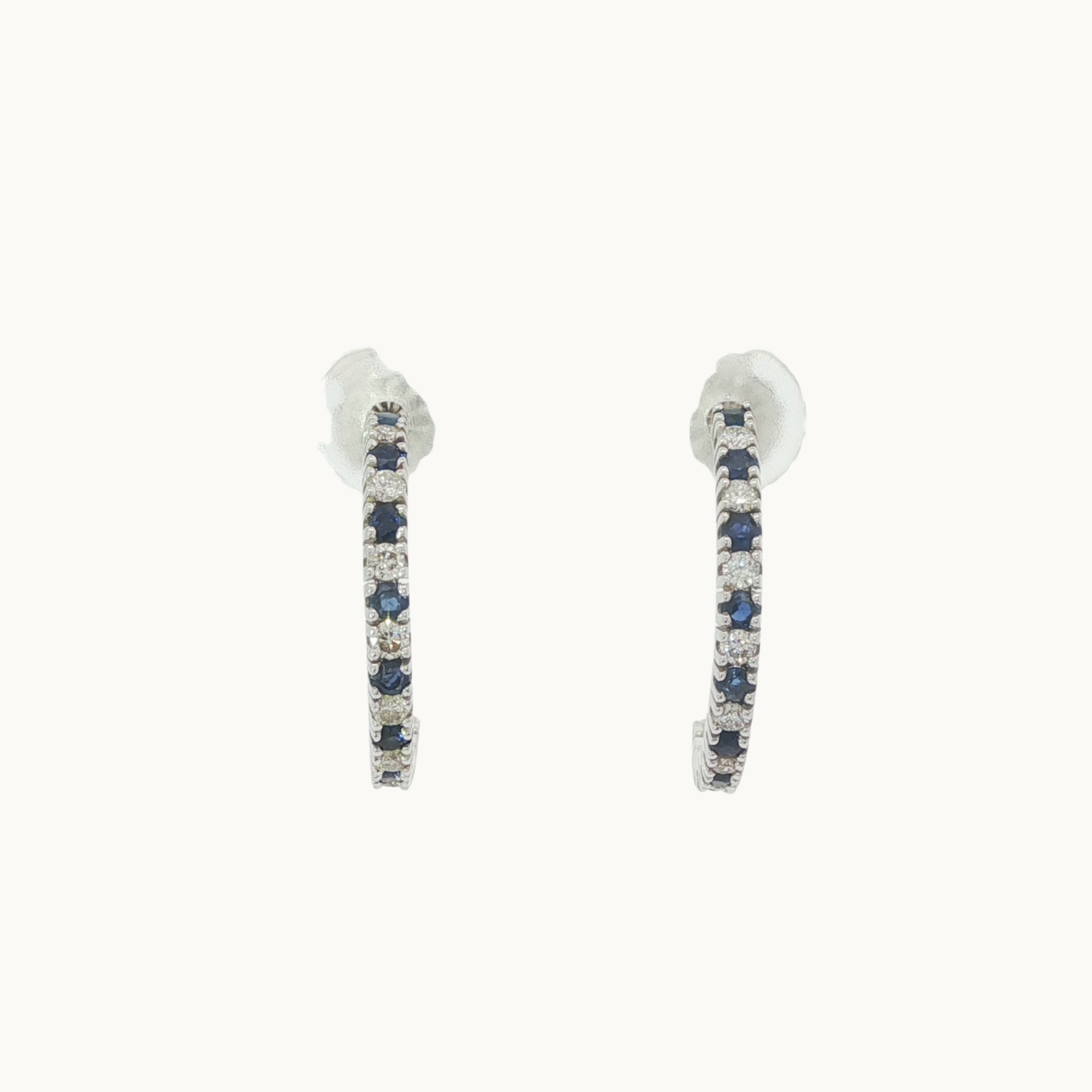 14K White Gold Earrings with Sapphires and Diamonds
