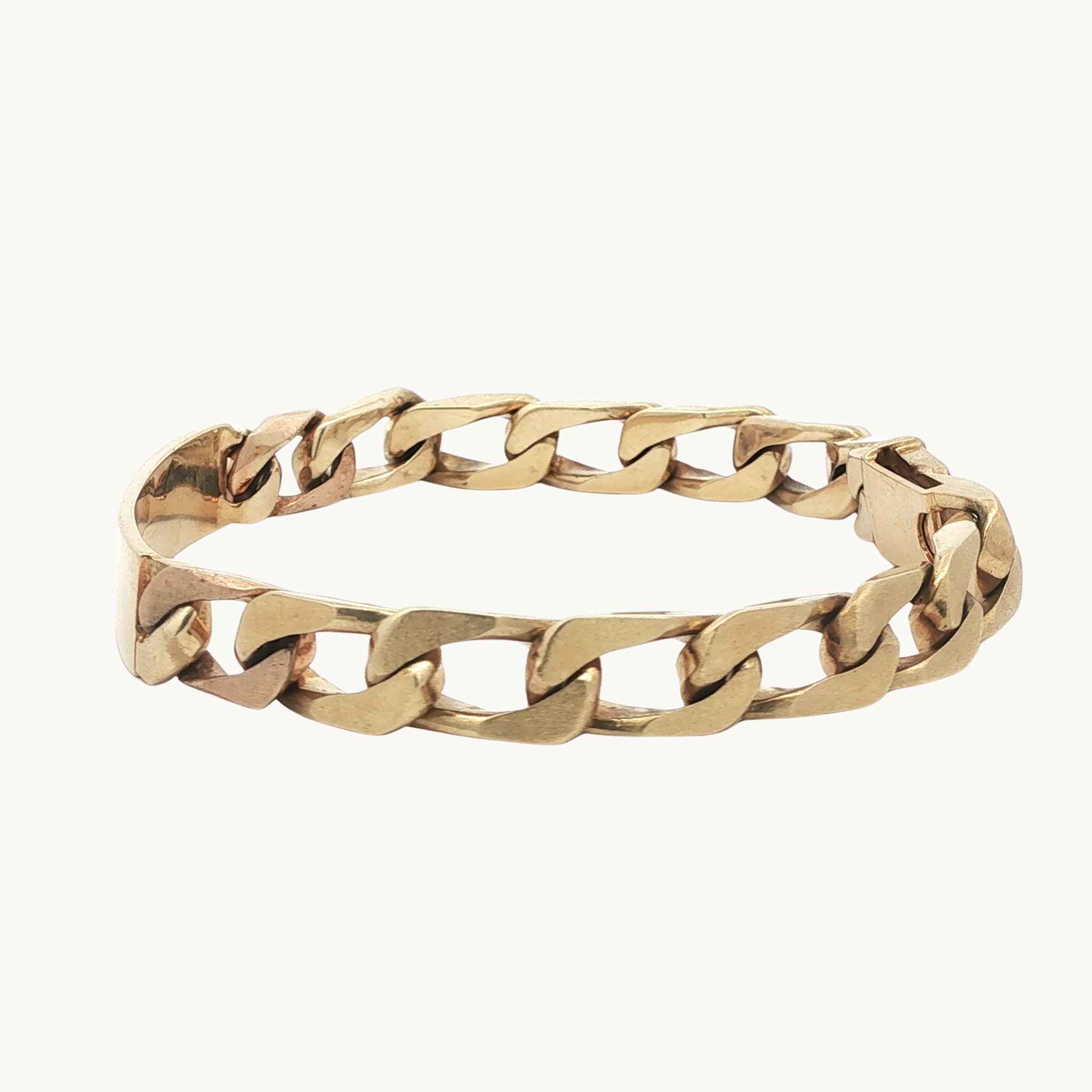 Bracelet Maille Gourmette en Or jaune 14K avec Plaque pour Gravure