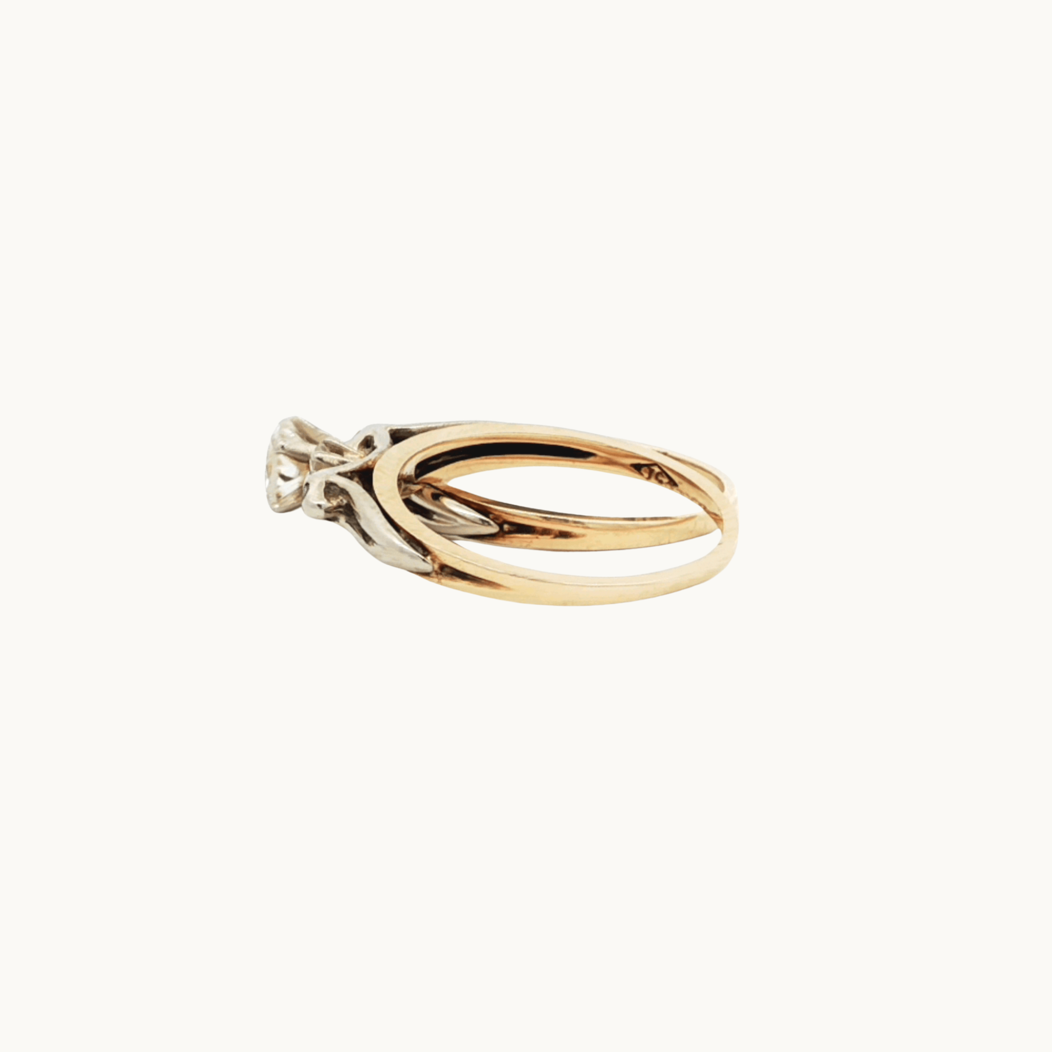 Vintage wedding ring set in 14K yellow and white gold