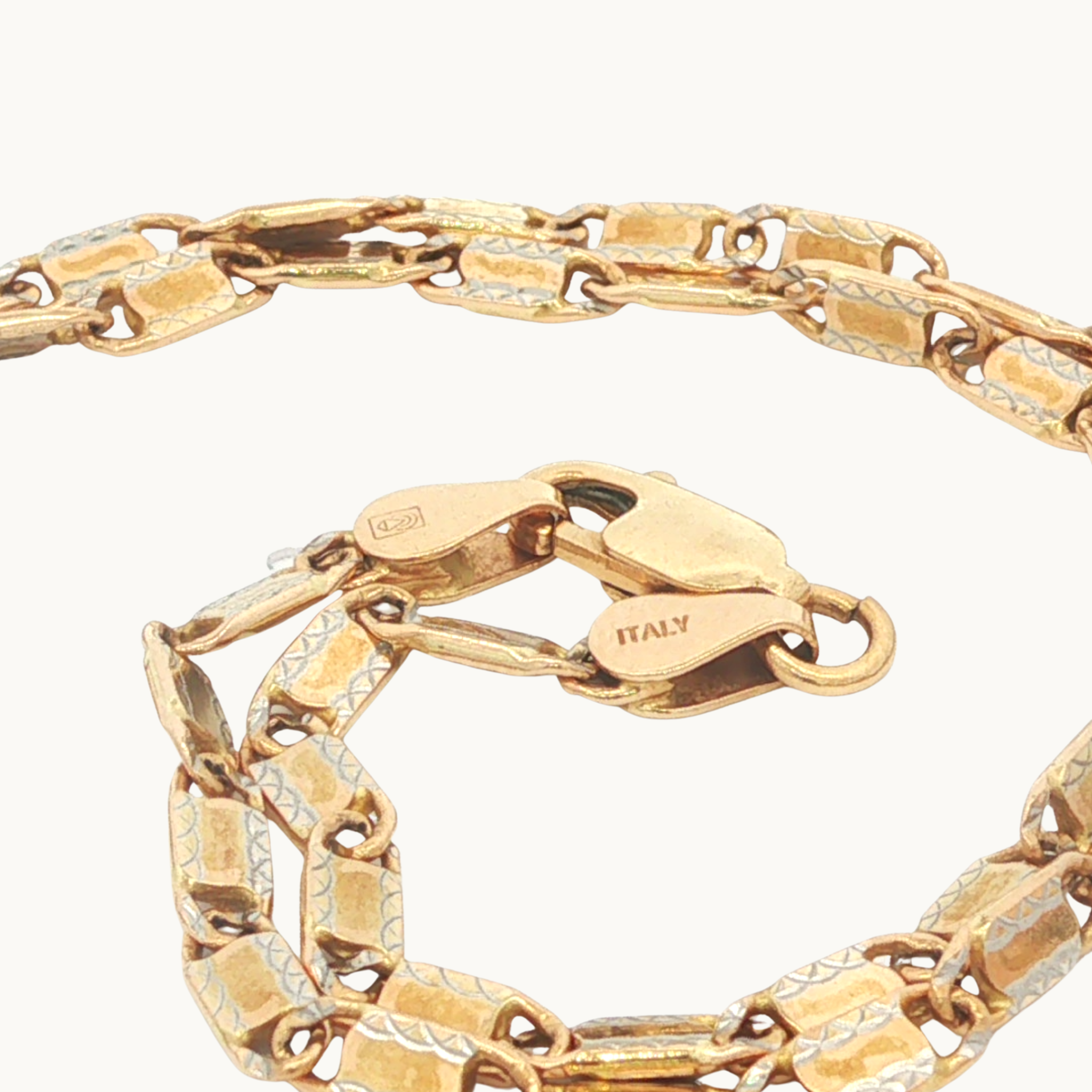 Chaille à Maillons en Or Jaune et Blanc 14K