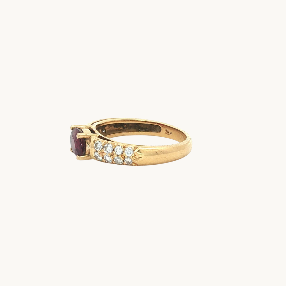 Bague Multi-pierres en Or Jaune 18K avec Rubis et Diamants