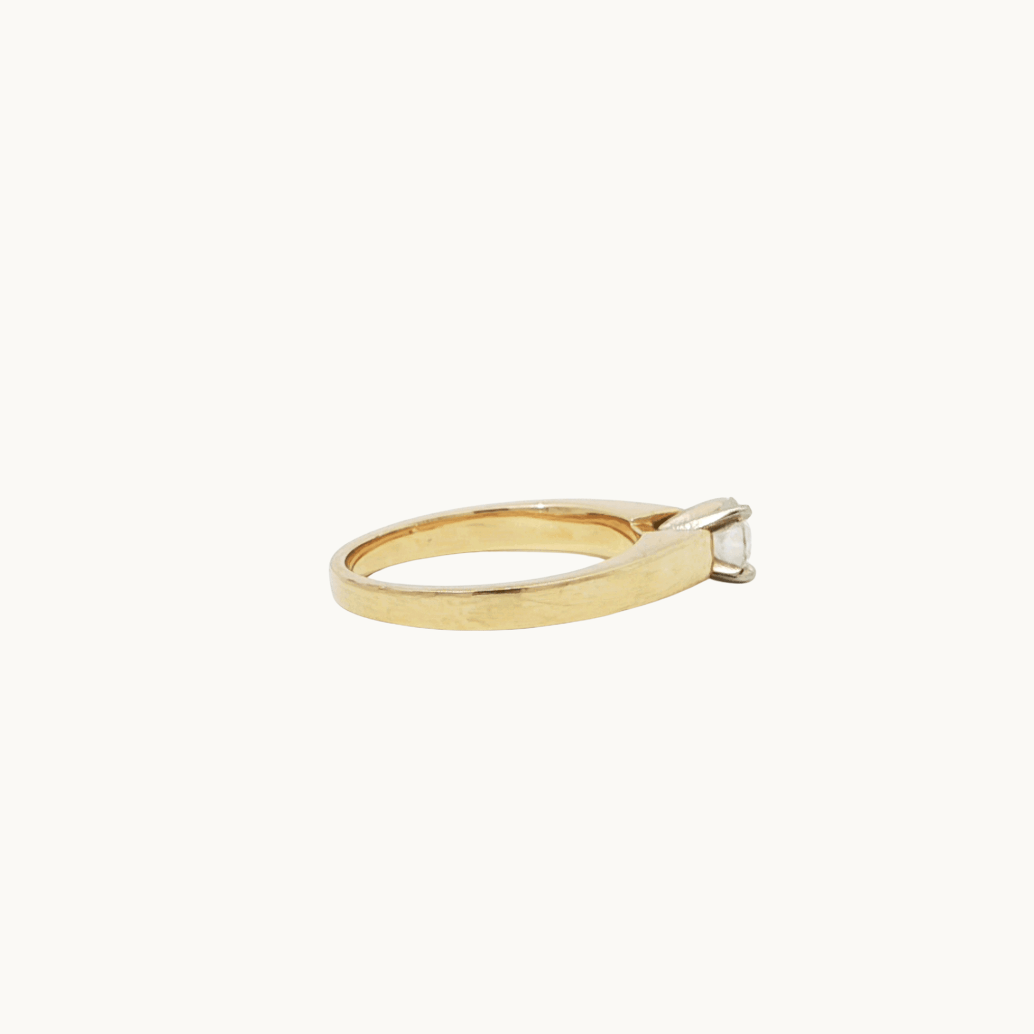 Solitaire Ring in 14K Yellow and White Gold with Diamond
