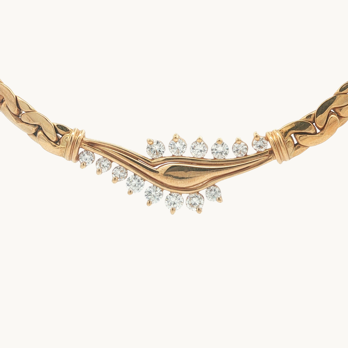 Collier Chaîne en Or jaune 18K avec Diamants
